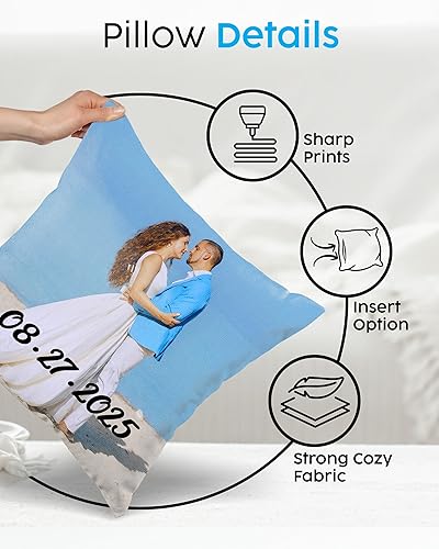 Miniatura 3 de Printualist Almohada de fotos personalizada almohada personalizada con imagen y texto, tela de poliéster premium, cremallera oculta