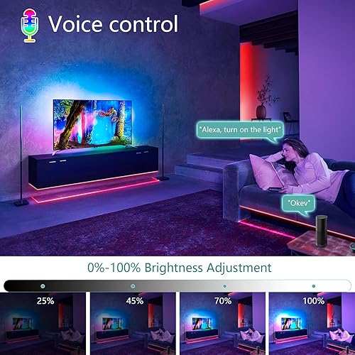 Miniatura 4 de INDARUN Tira de luz LED RGB COB de 32.0 pies32.8 ft (2 rollos de 16.4 pies), tira LED COB de 24 V de 0.394 in de ancho5760 LED, tira de luces LED