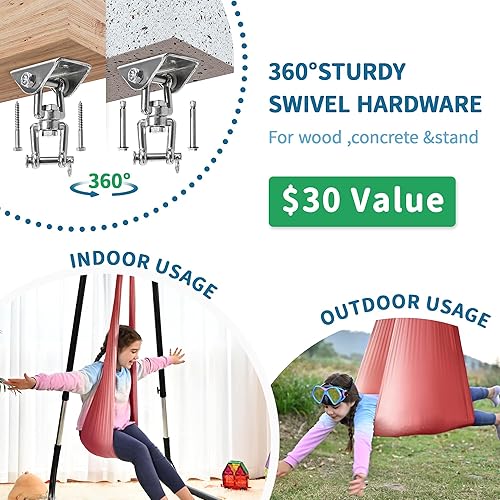Vista 59 de OUTREE Columpio sensorial para niños con gancho giratorio de 360°, columpio de terapia interior ideal para autismo, TDAH, trastorno de procesamiento
