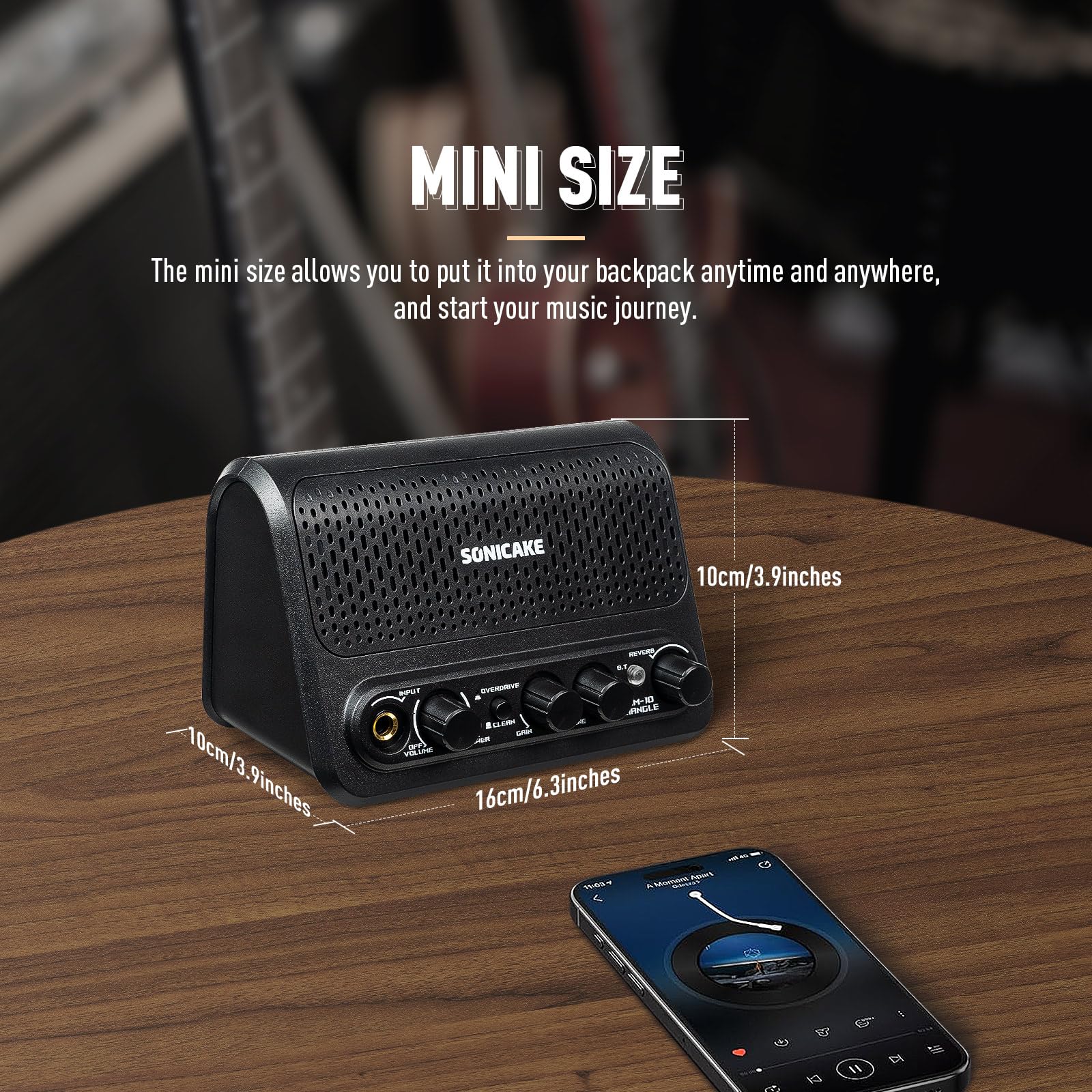 SONICAKE Mini Combo Amplificatore per Chitarra Bluetooth Clean Overdrive Triangle