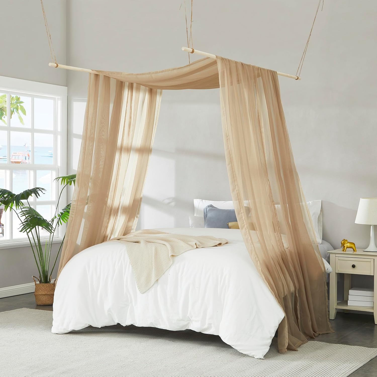 Warm Home Designs Set of 2 Green Teal Canopy Bed Curtains in 55 x 216 Inch Size. 2 Queen Bed Canopy Curtains Can Be Turned Into Bed Scarves, Kids Bed Tent, Bed Canopy for Girls. BF Double Teal 216"