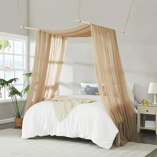 Miniatura 6 de Warm Home Designs Cortinas de toldo de cama azul polvoriento, tamaño de 55 x 144 pulgadas. Nuestras cortinas de cama con dosel individual funcionan