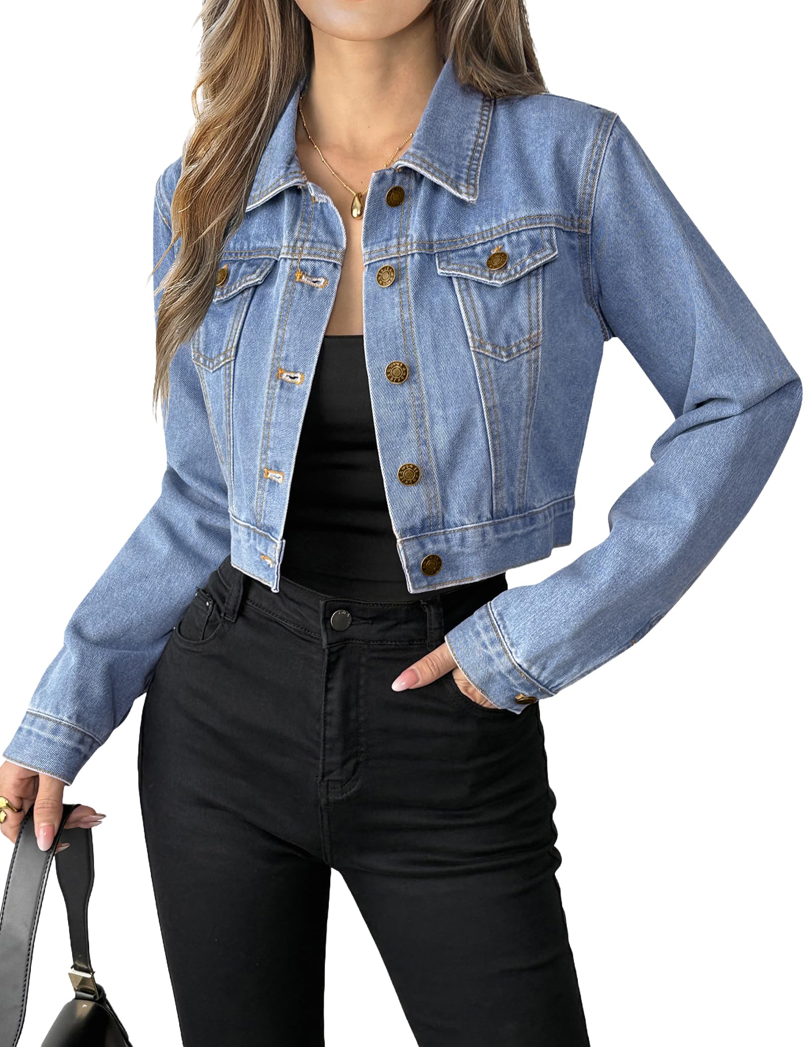 Grabsa Cropped Denim Jacket