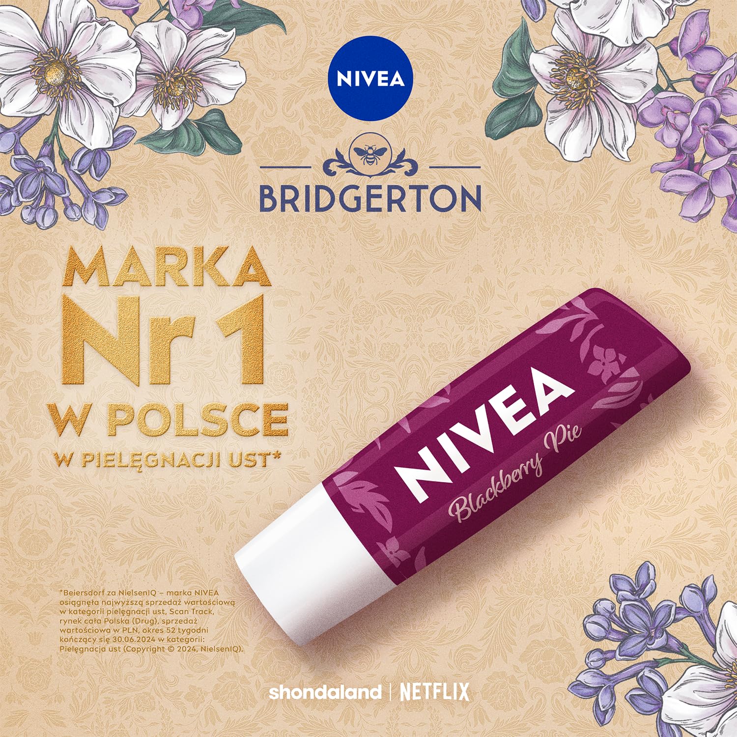 NIVEA Bridgerton Edition Pielęgnująca pomadka do ust Blueberry Pie Bridgerton Edition Kate & Anthony 4,8g