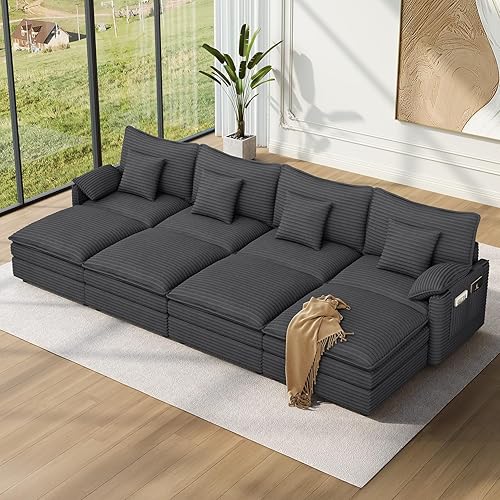 Miniatura 115 de Vesgantti Sofá Seccional Modular de 108", Cómodo Sofá Nube con Otomana Móvil de Chenilla y Asiento Profundo, Sofá Modular en Forma de L, Sofás