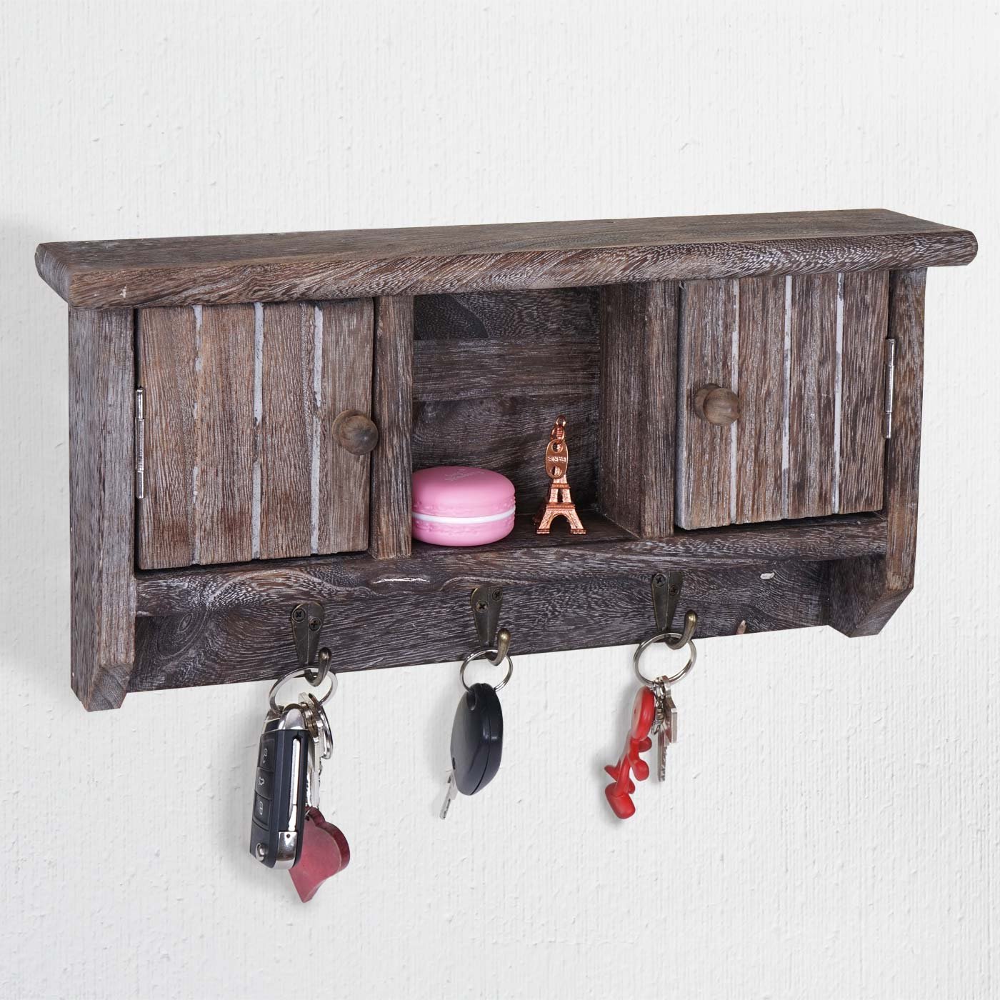 HWC-A48 - Armario para llaves con puertas, madera maciza, certificado MVG, color marrón
