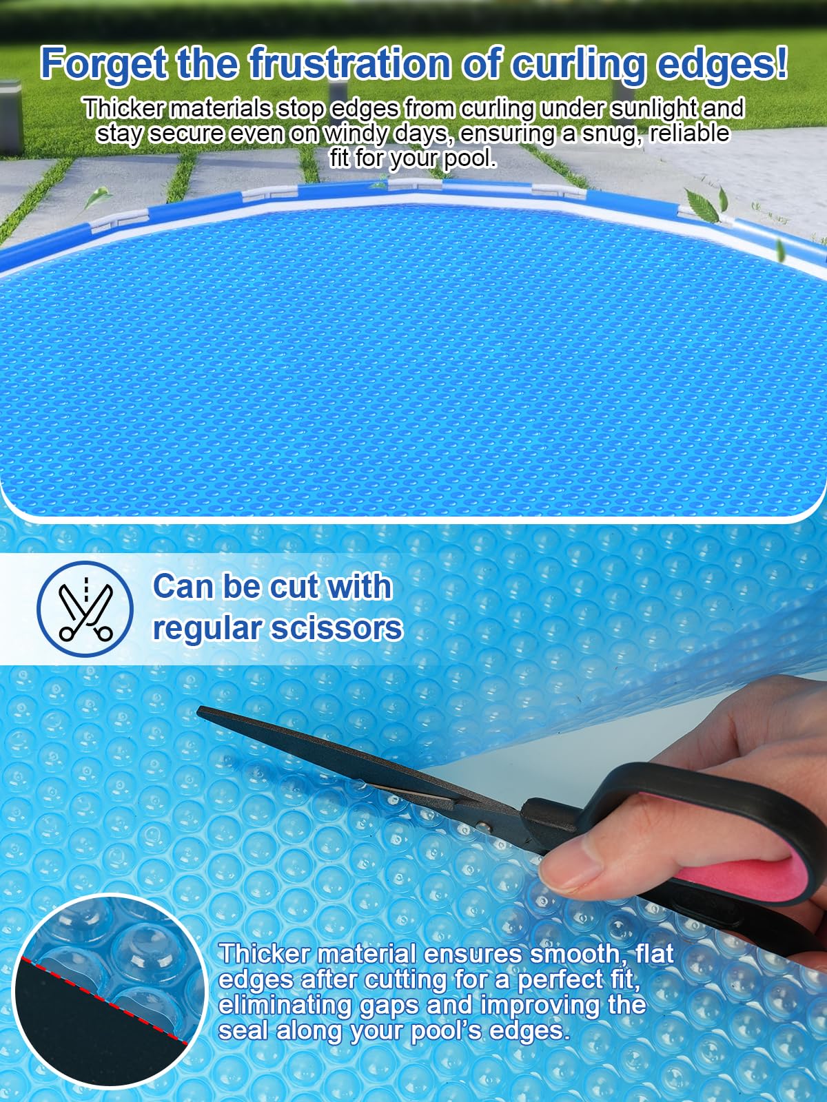Copertura solare per piscina da 16 mil con protezione UV UPF 50+, coperta solare rotonda da 45,7 cm, per piscine interrate e fuori terra, serie 1600, copertura resistente al calore/agli agenti