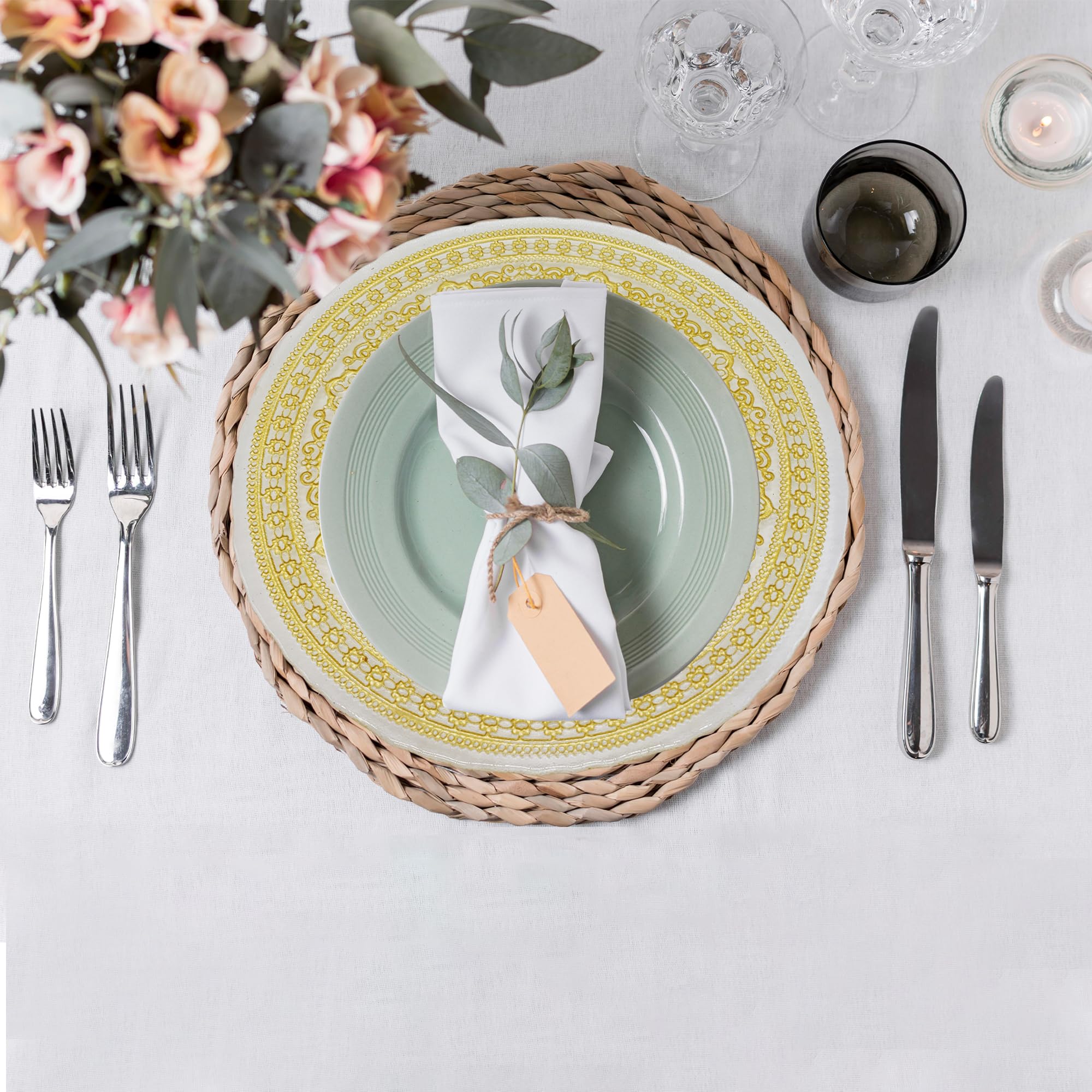 Elegantes platos de carga con diseño de flor de mandala dorada, 33 cm, elegantes platos inferiores para bodas, fiestas, aniversarios, cumpleaños, vajilla, eventos de catering y eventos especiales, 6