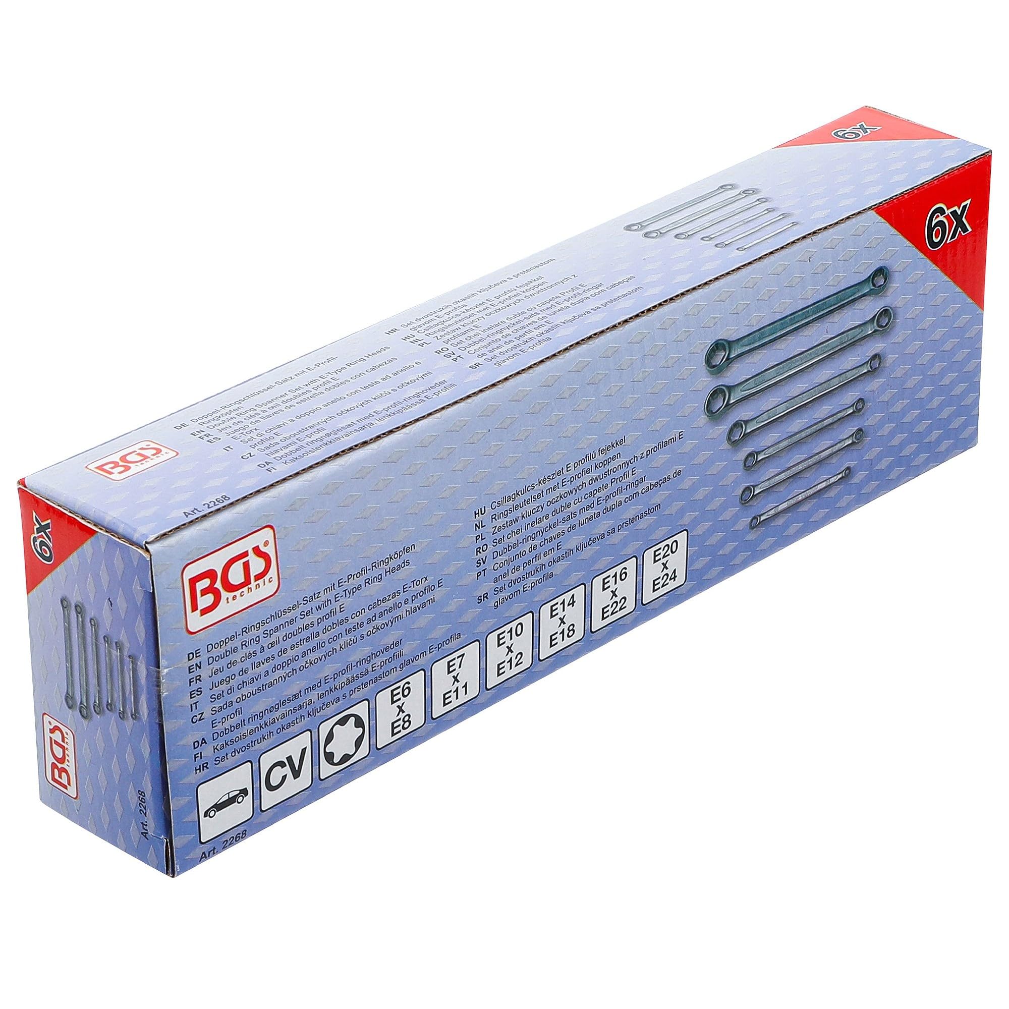 BGS 2268 | Set di chiavi a doppio anello con teste ad anello e profilo E | E6 x E8 - E20 x E24 | 6 pz.