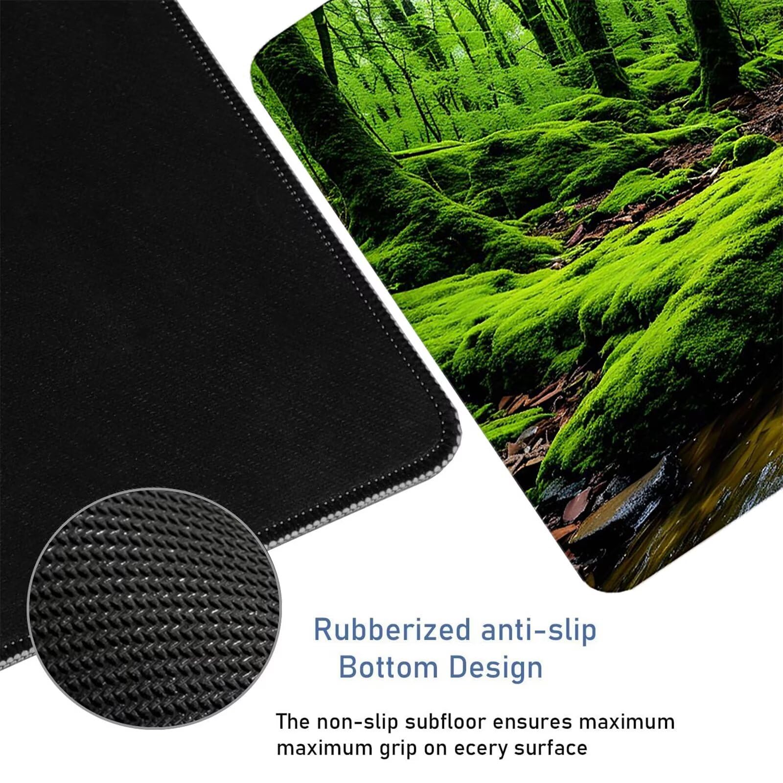 Podkładka pod mysz do gier XXL 1000x500x3 mm, zielona podkładka pod mysz pod mysz do lasu biurko z antypoślizgową gumową podstawą, podkładka pod mysz do gier akcesoria poprawiające szybkość i precyzję