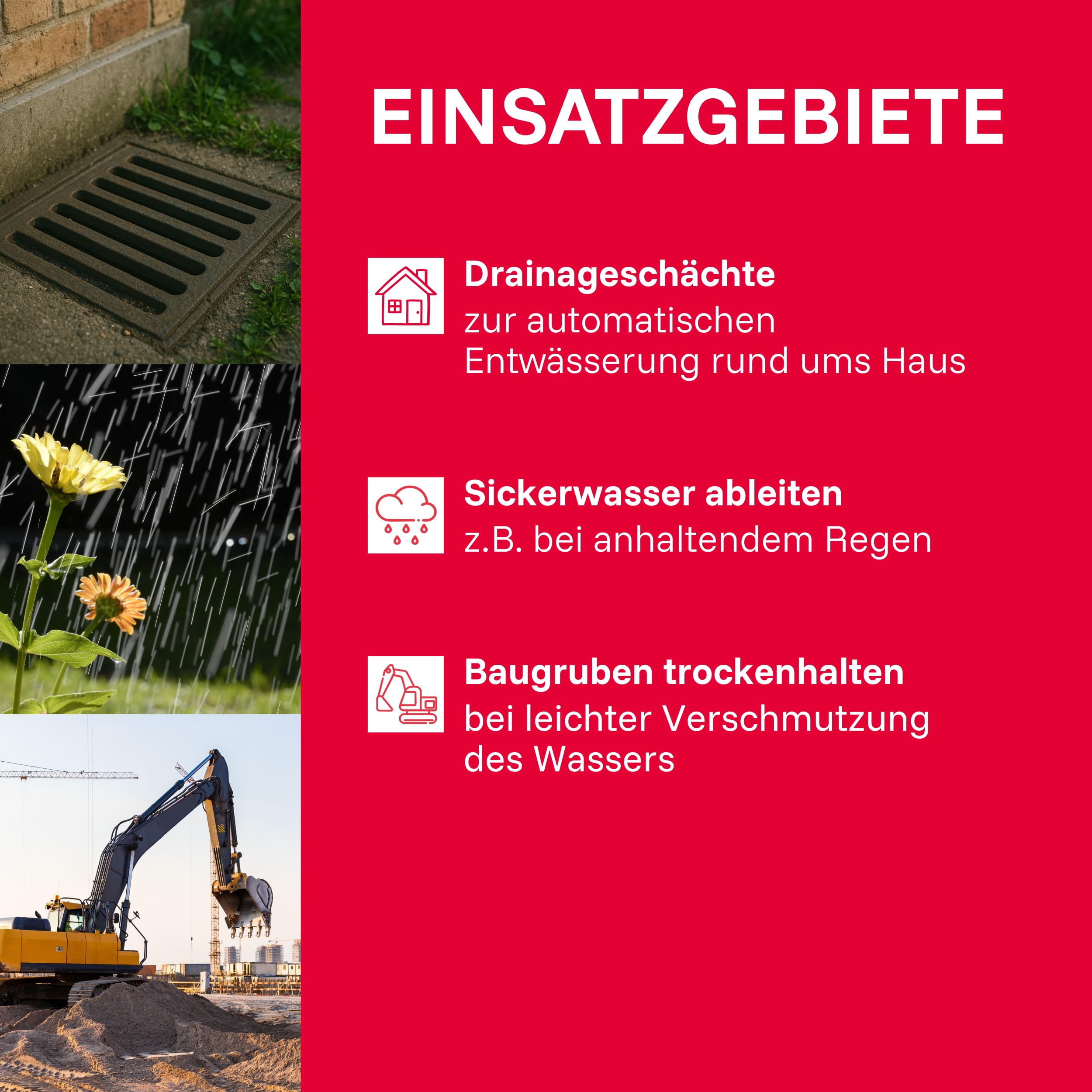 T.I.P. I-Compac 7500 Schmutzwasser Drainage-Tauchpumpe (bis 7.500 l/h Fördermenge, Förderhöhe max. / Druck max. 5 m / 0,5 bar, 400 Watt, für enge Schächte ab 22x22 cm, vertikaler Pumpenausgang) 30190