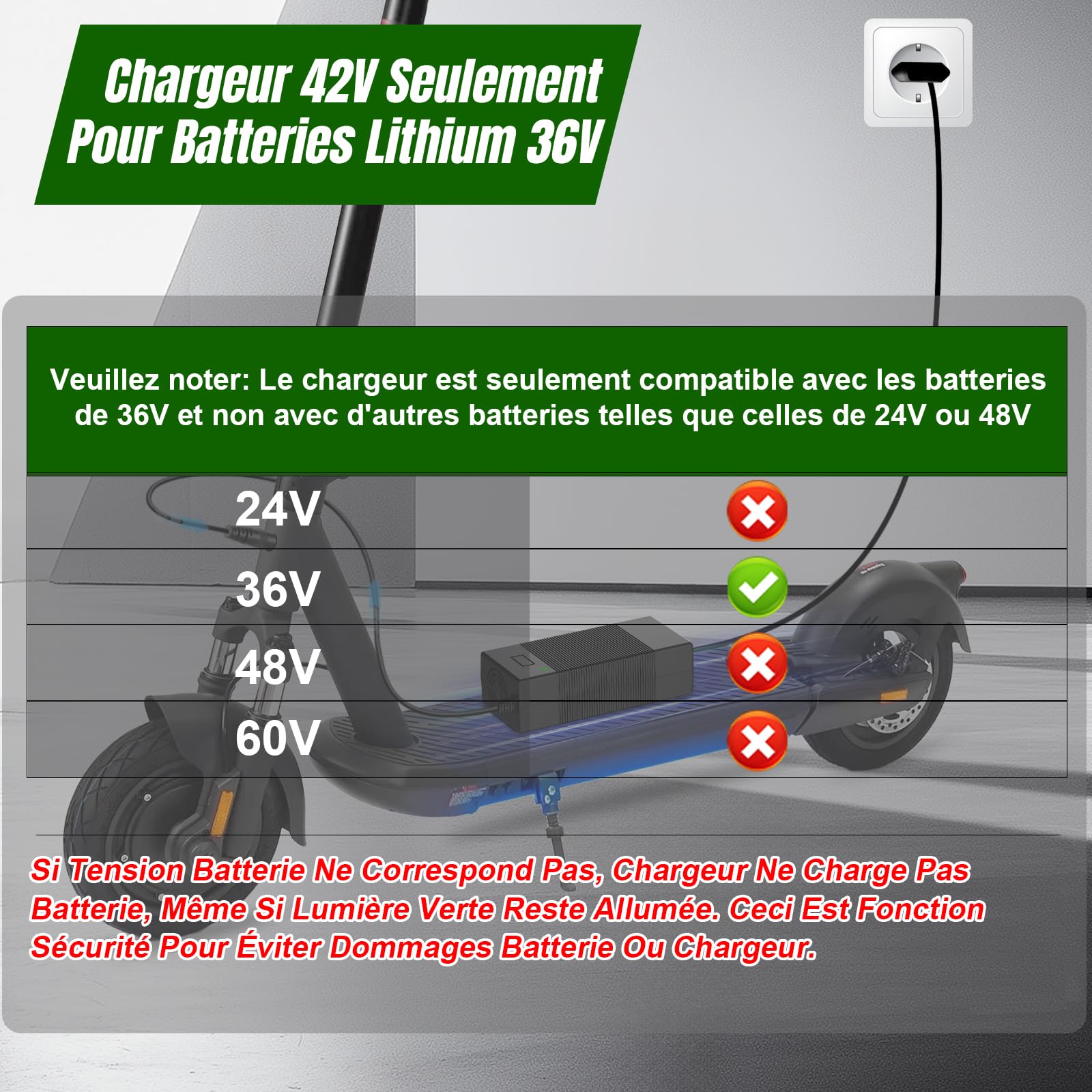 Caricatore per Monopattino Elettrico, Caricabatterie 42V 3A per Hoverboard, Caricatore per Batteria Monopattino 36V