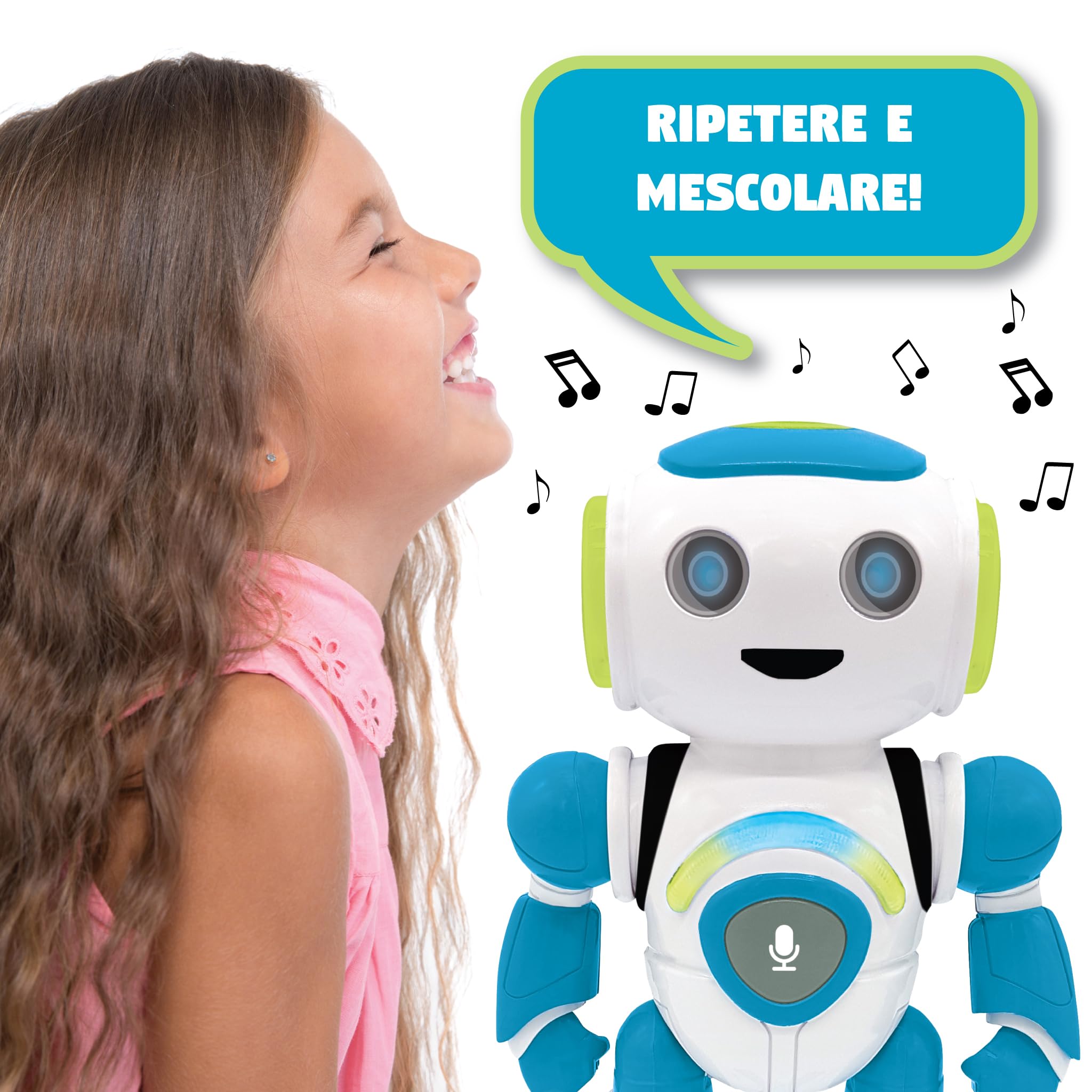 Lexibook, Powerman Jr., Robot giocattolo intelligente interattivo che legge nella mente giocattolo per bambini che ballano musica, Blu, ROB20IT