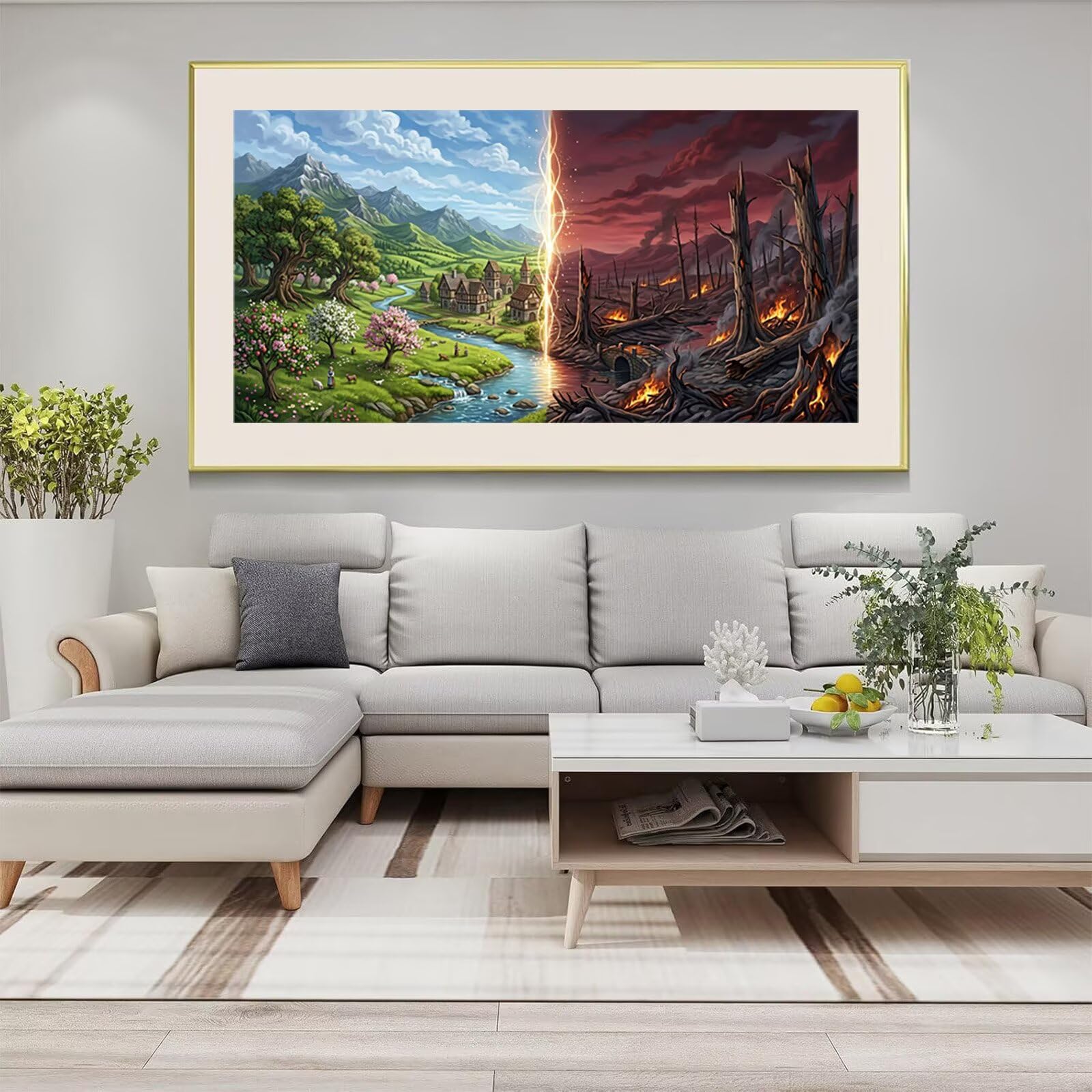 Diamond Painting Landschaft Diamant Painting Bilder, 5D Fantasie Runder Full Drill DIY Set Erwachsene Diamanten Kinder Bastelset, Kreatives für Erwachsene für Home Decor Wand Deko, 60x120cm, Cod-873