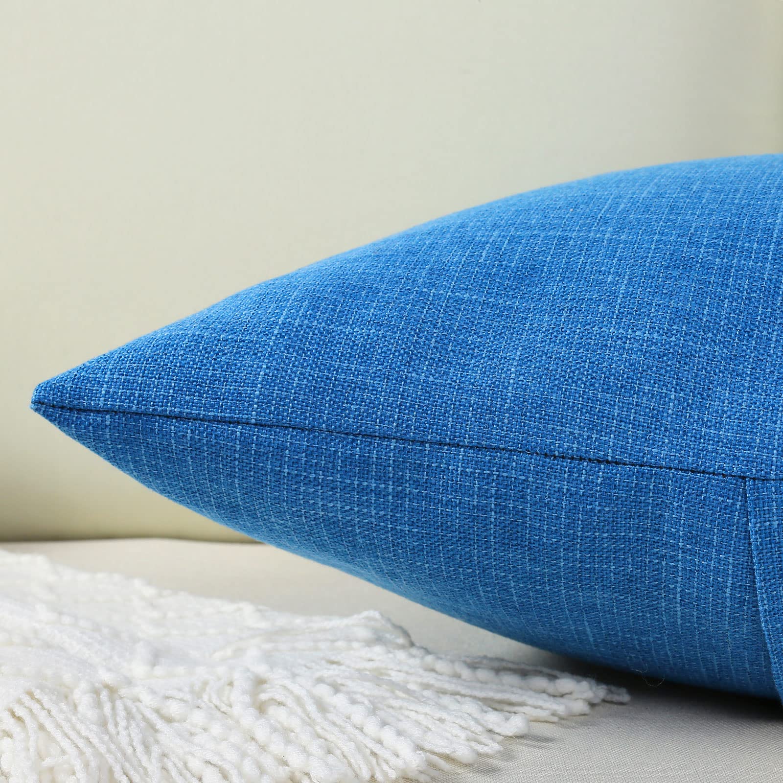 Amazon.co.jp: FUTEI ロイヤルブルーリネン 装飾用クッションカバー