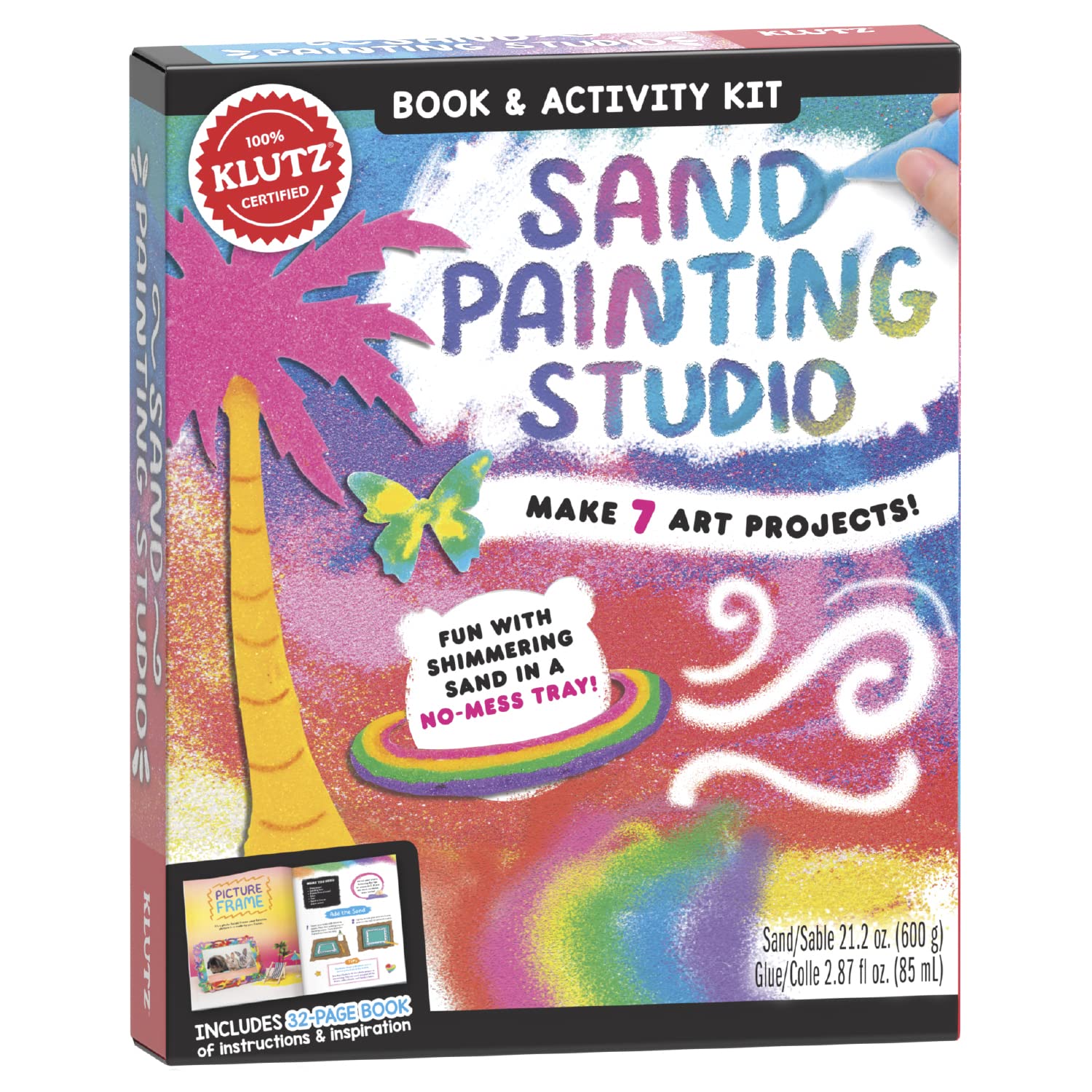Klutz Sand Painting Studio - Sand Art Kit - Tropical Tie-Dye Themed - 6 Artwork Boards, Photo Frame & Motifs - Ages 6+