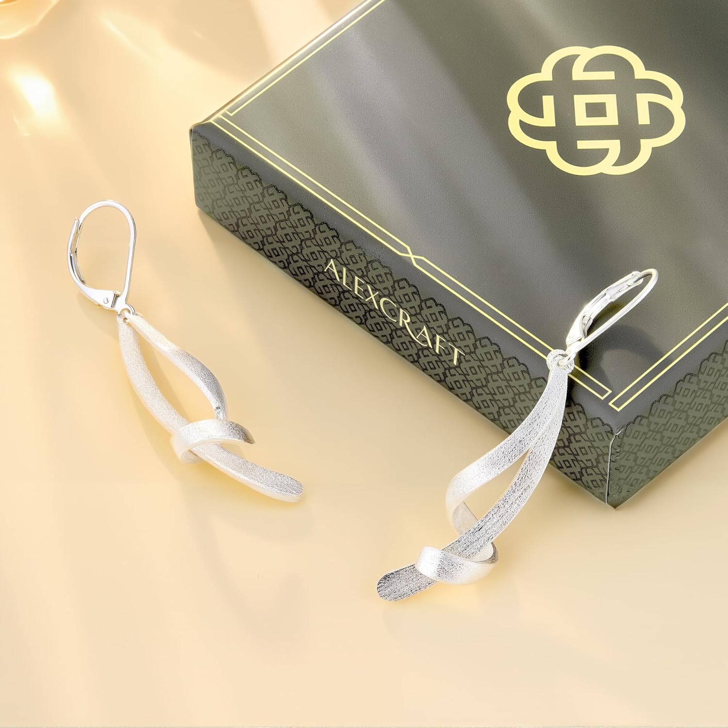 ALEXCRAFT 925 Sterling Silver Dangle Earrings, Hypoallergenic 14k Gold Plated Long Double Linear Twisted Tassel Dangling Drop Earrings for Women Trendy Statement Elegant Lightweight Leverback Earring - Image 6