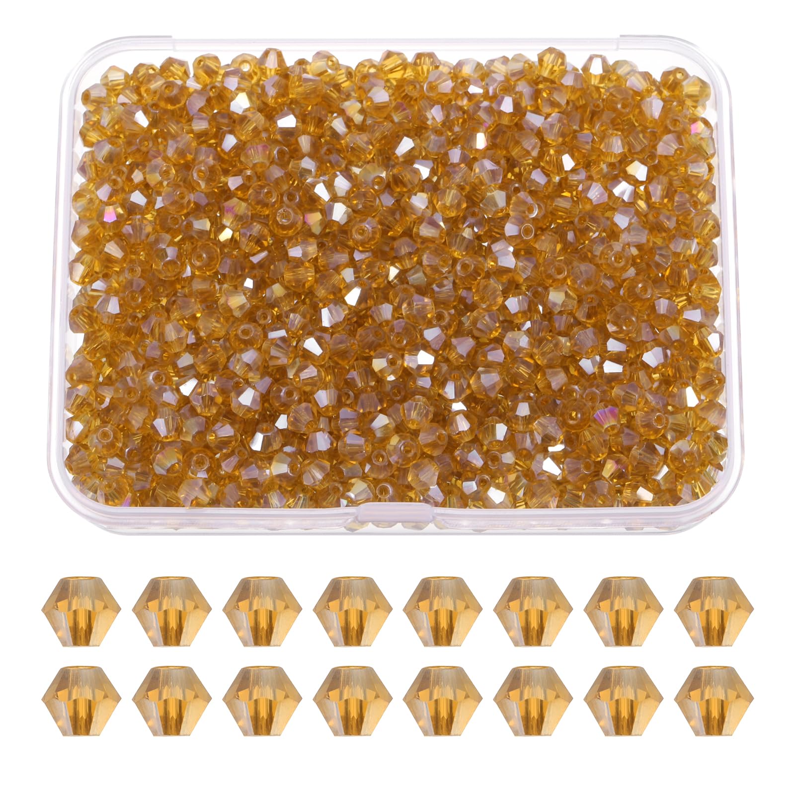 PATIKIL 1000pcs 4mm Bicone Glass Crystal Beads