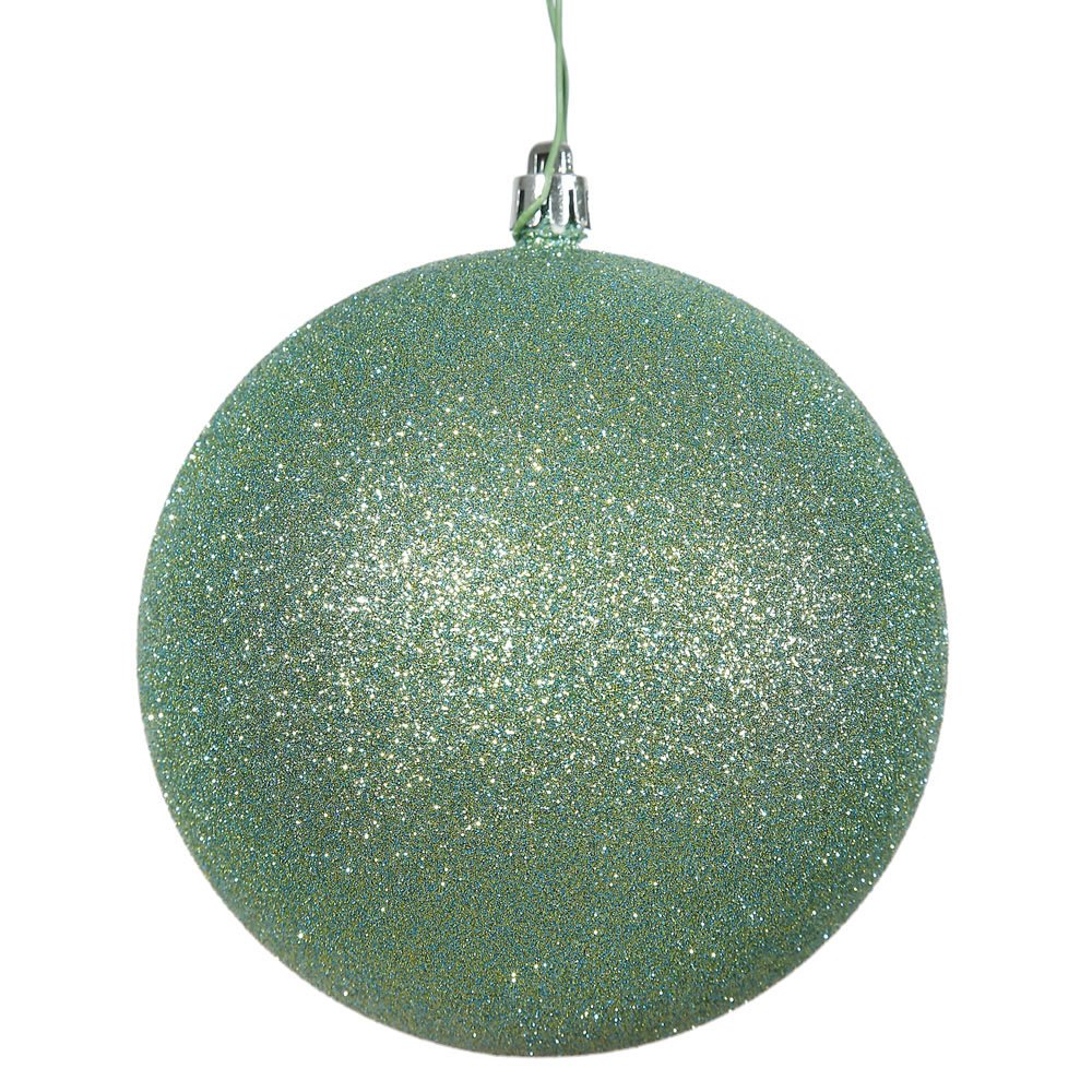 Vickerman 444399-4 Seafoam Green Glitter Ball Christmas Tree Ornament (6 pack) (N591044DG)