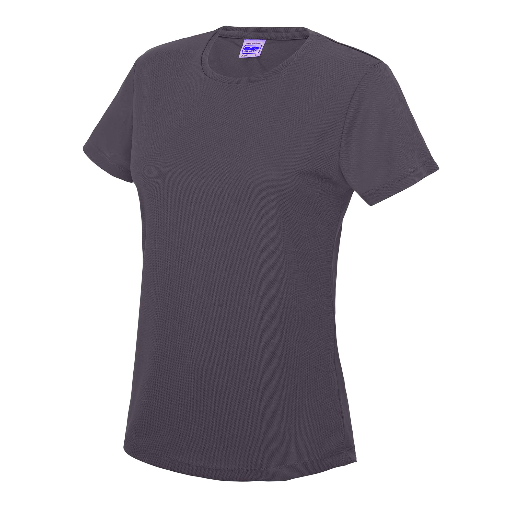 Just Cool Women's Charcoal Sports Plain-Coloured T-Shirt - Multicolour - Medium