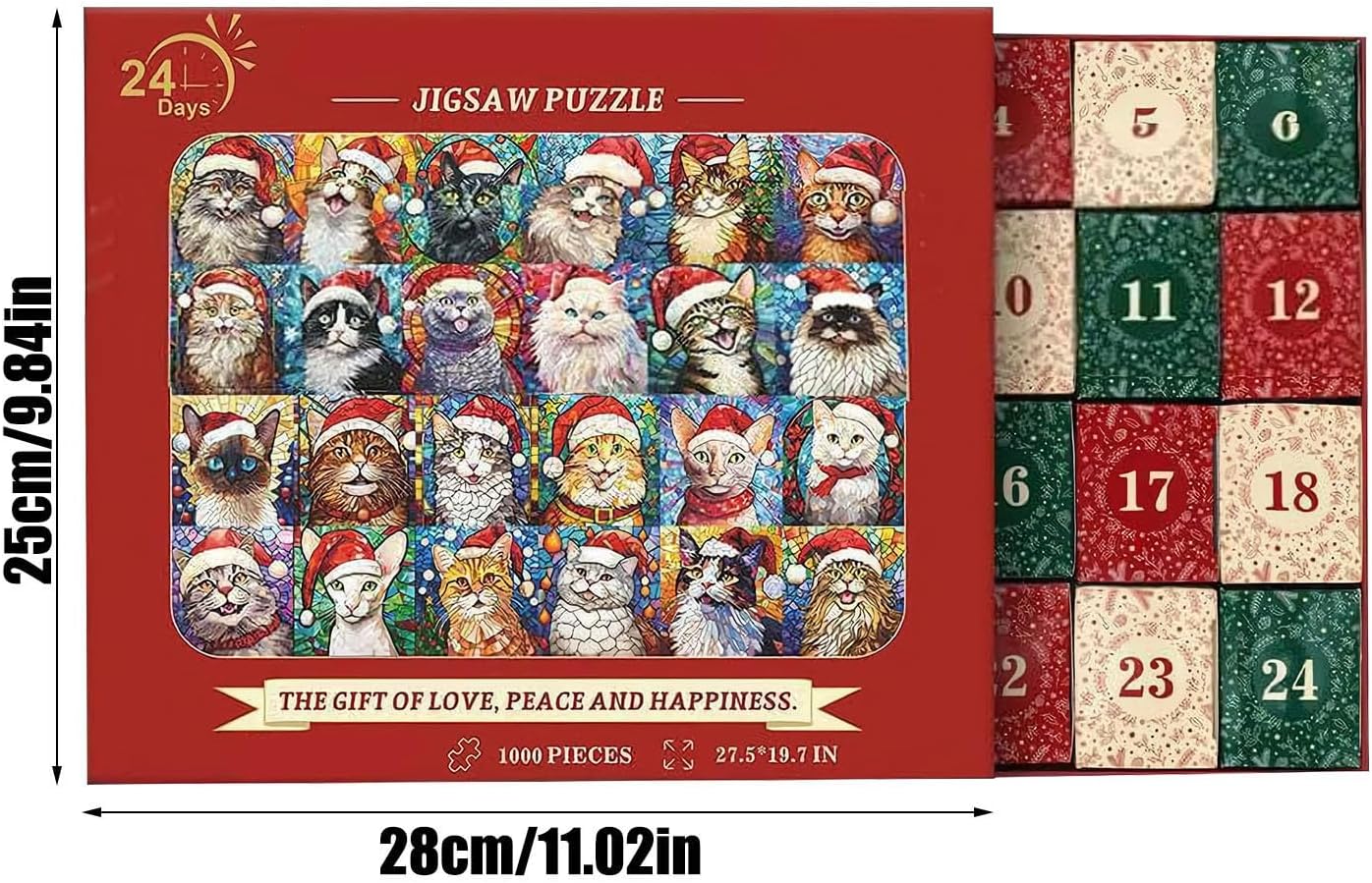 Advent Puzzle, Puzzle Advent Calendars 2025, Cat Pattern Christmas Jigsaw Puzzles For Adults 1000 Pieces, Cat Lovers Gift
