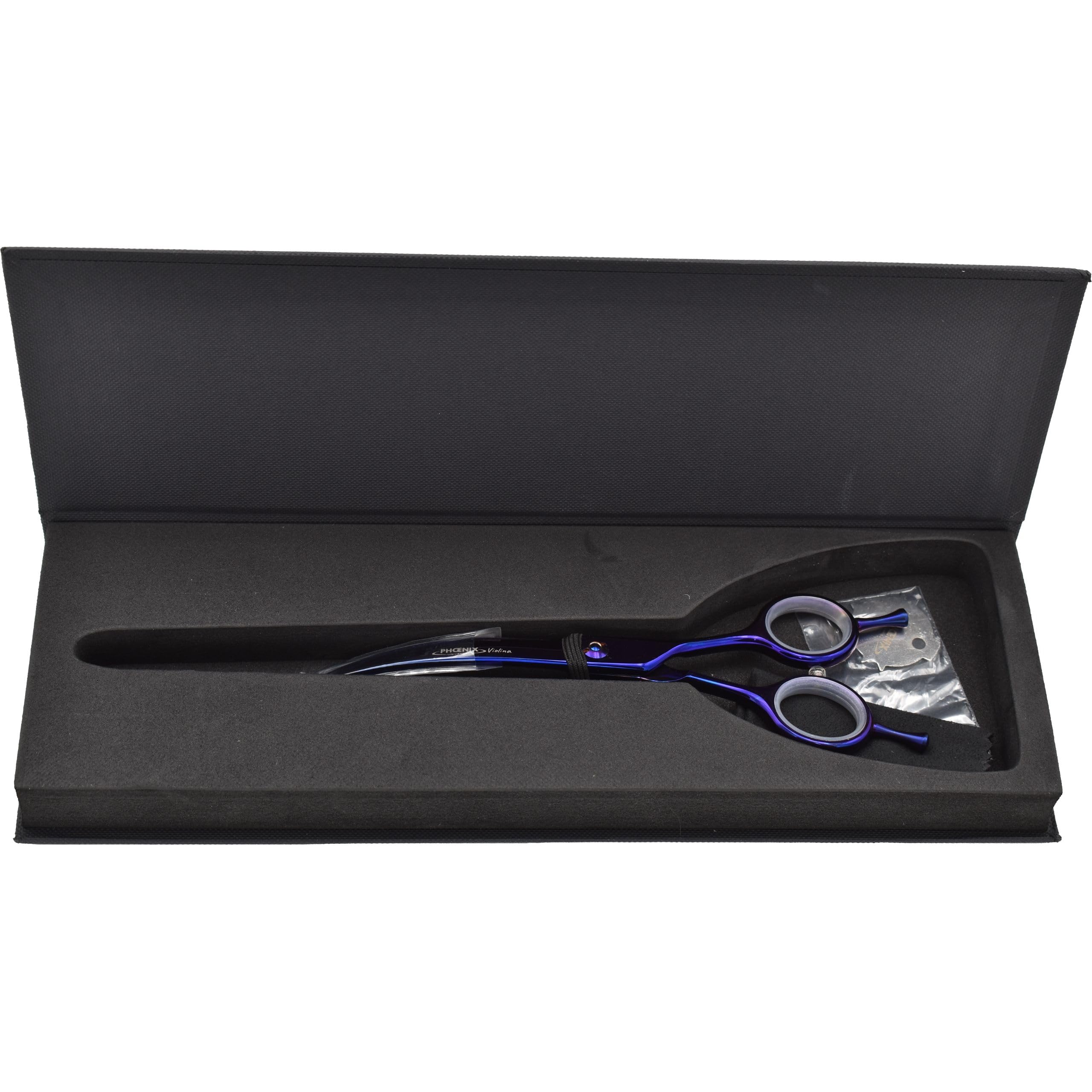 Phoenix Violina Ciseaux de Toilettage Droits en Acier Inoxydable 440C, 17,5 cm et 20 cm, Bleu