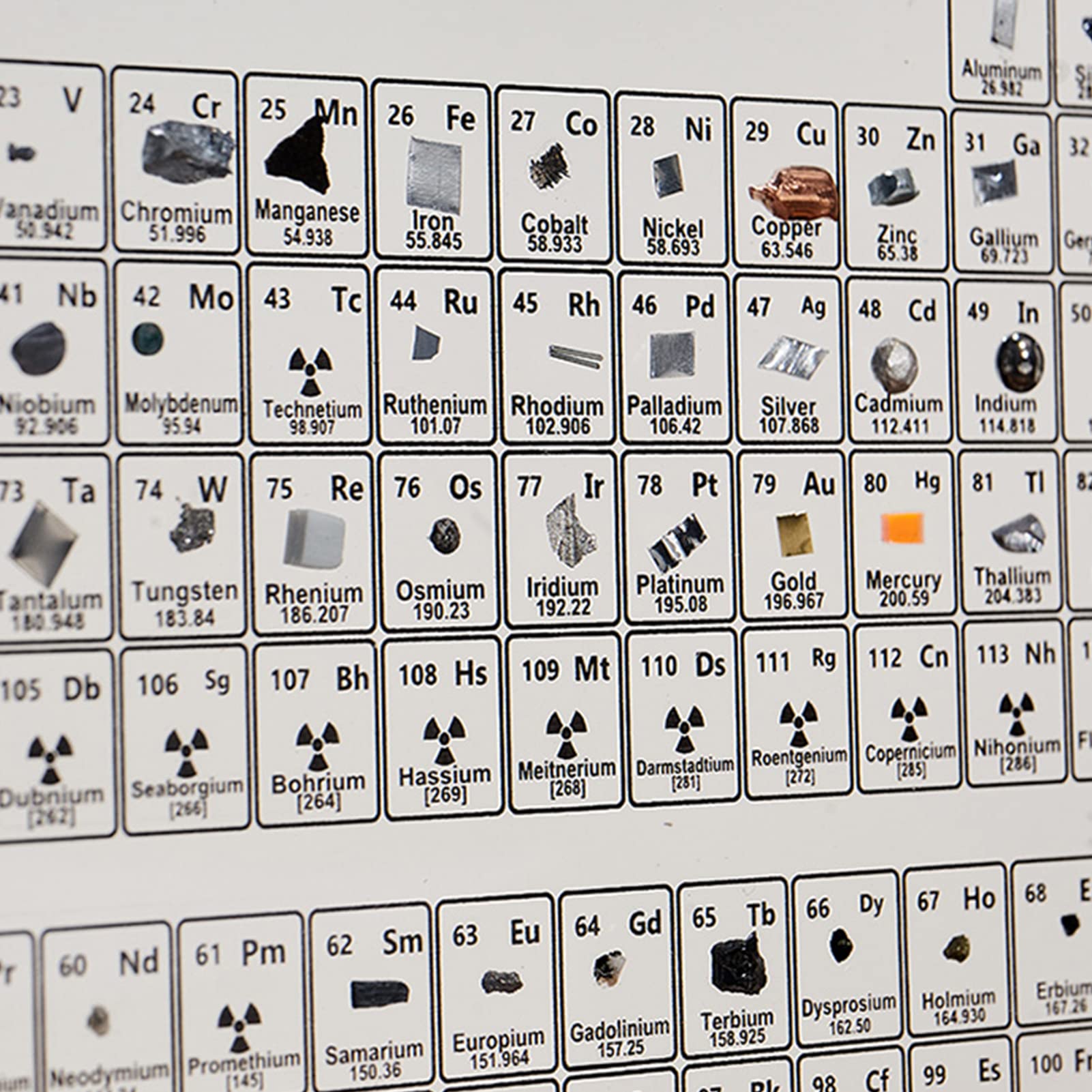 Tavola periodica in Acrilico con 83 elementi, Tavola periodica in versione stampata, Periodic Table Display Elemento Chimico per regali per insegnanti di studenti, decorazioni, con base in legno