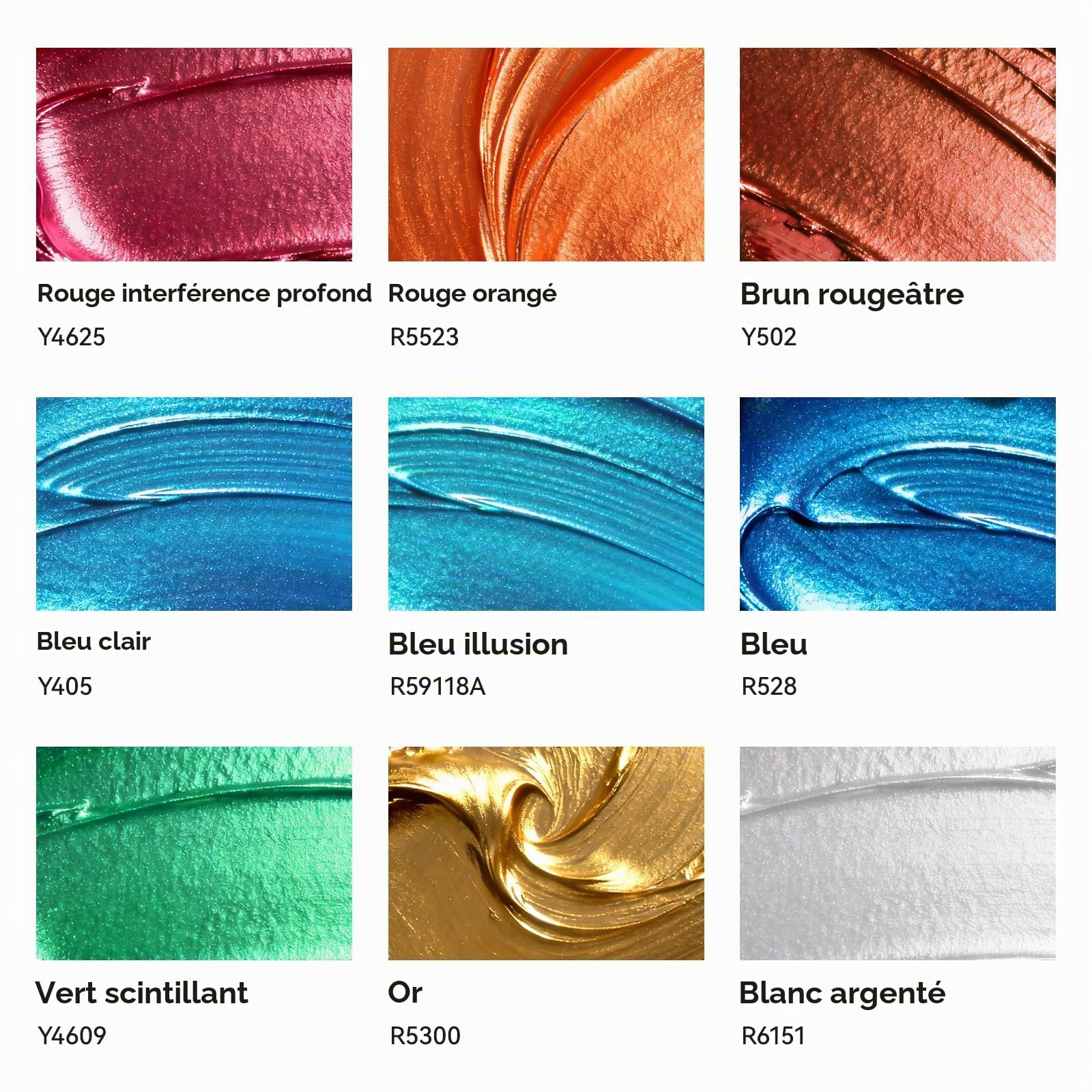 Paul Rubens Ensemble de peinture à l'huile métallique de qualité artiste, 9 couleurs x 60 ml, grands tubes de 60 ml, peinture professionnelle à base d'huile pour toile, bois, haute saturation et