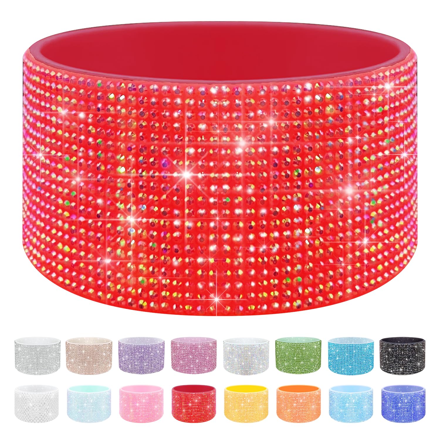 WORBSS Diamond Glitter Silicone Boot for Stanley Cup 40oz Tumbler & Simple Modern 30-40oz Trek Tumbler Accessories for 2.8-2.9 inch Trapezoidal Cylinder Base Water Bottles Bottom Anti-Slip Sleeve