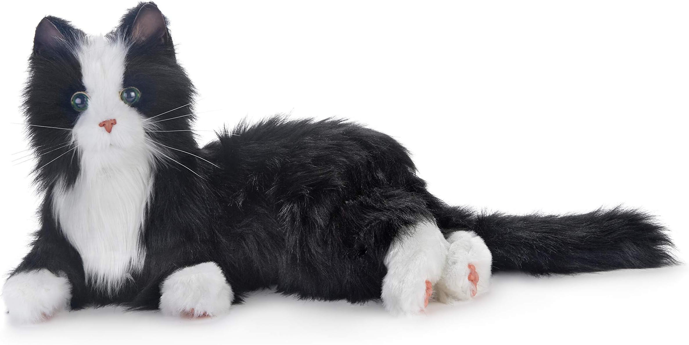 Joy For All Robotic Reclining Black & White Tuxedo Cat - Stuffed Animal Therapy for People with Memory Loss from Aging and Caregivers