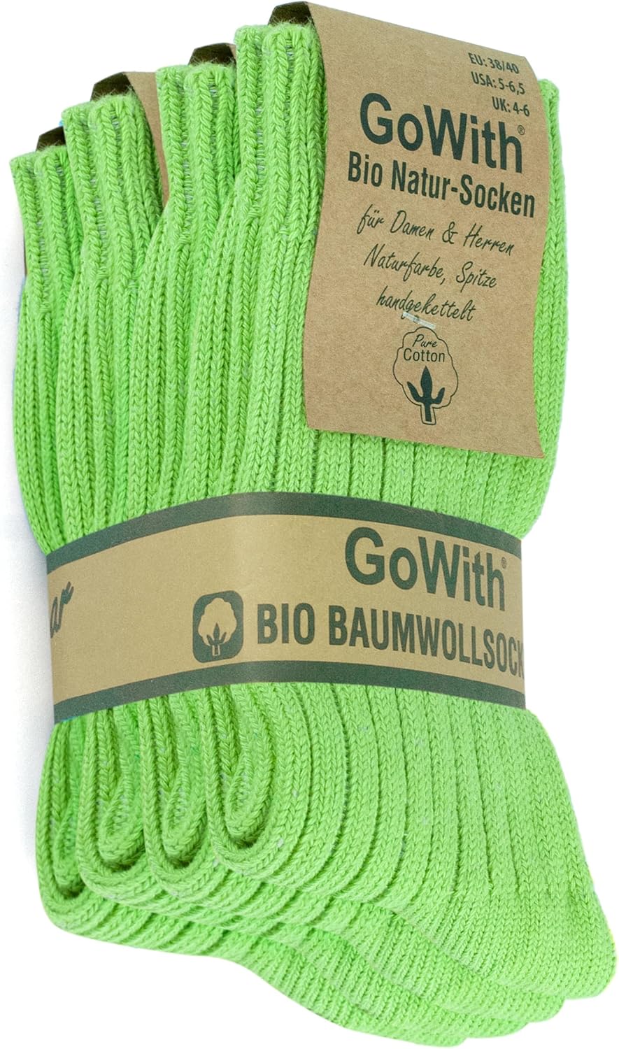 GoWith 4-5 Pairs Unisex Natural 97% Cotton Crew Socks, Pure Cotton Comfy Cozy Breathable Seamless Casual Socks for Men Women