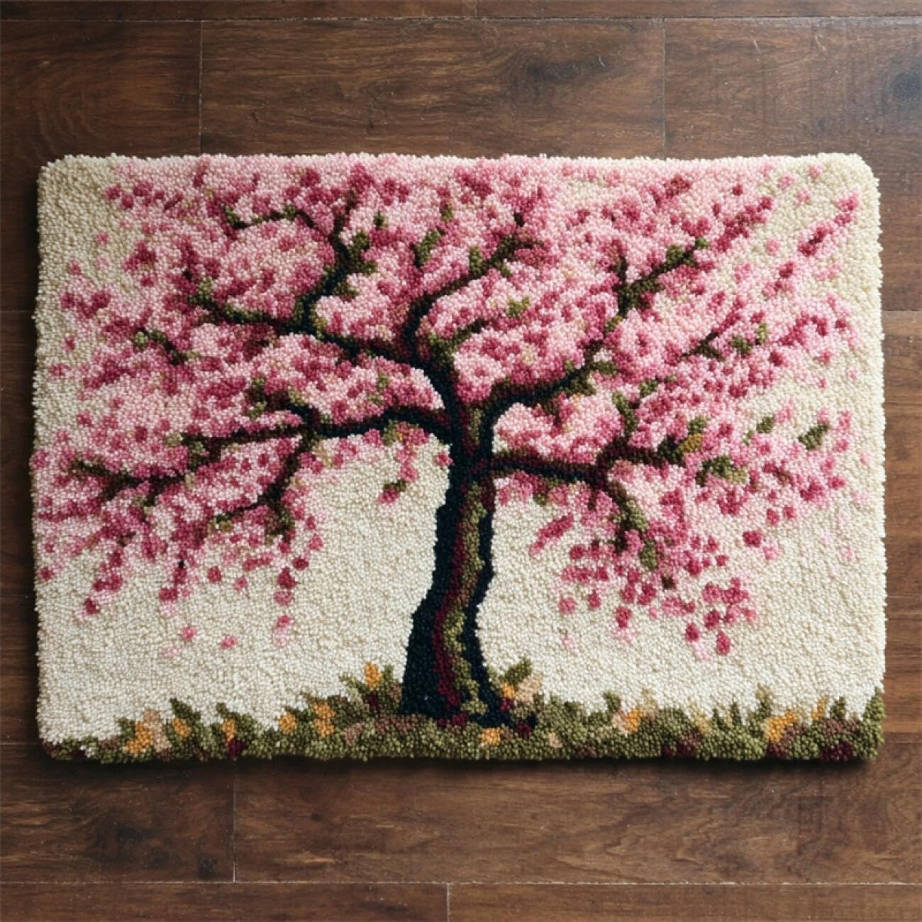 AMBATTERY Carpet Latch Hook Kit Pink Peach Tree 60x40cm