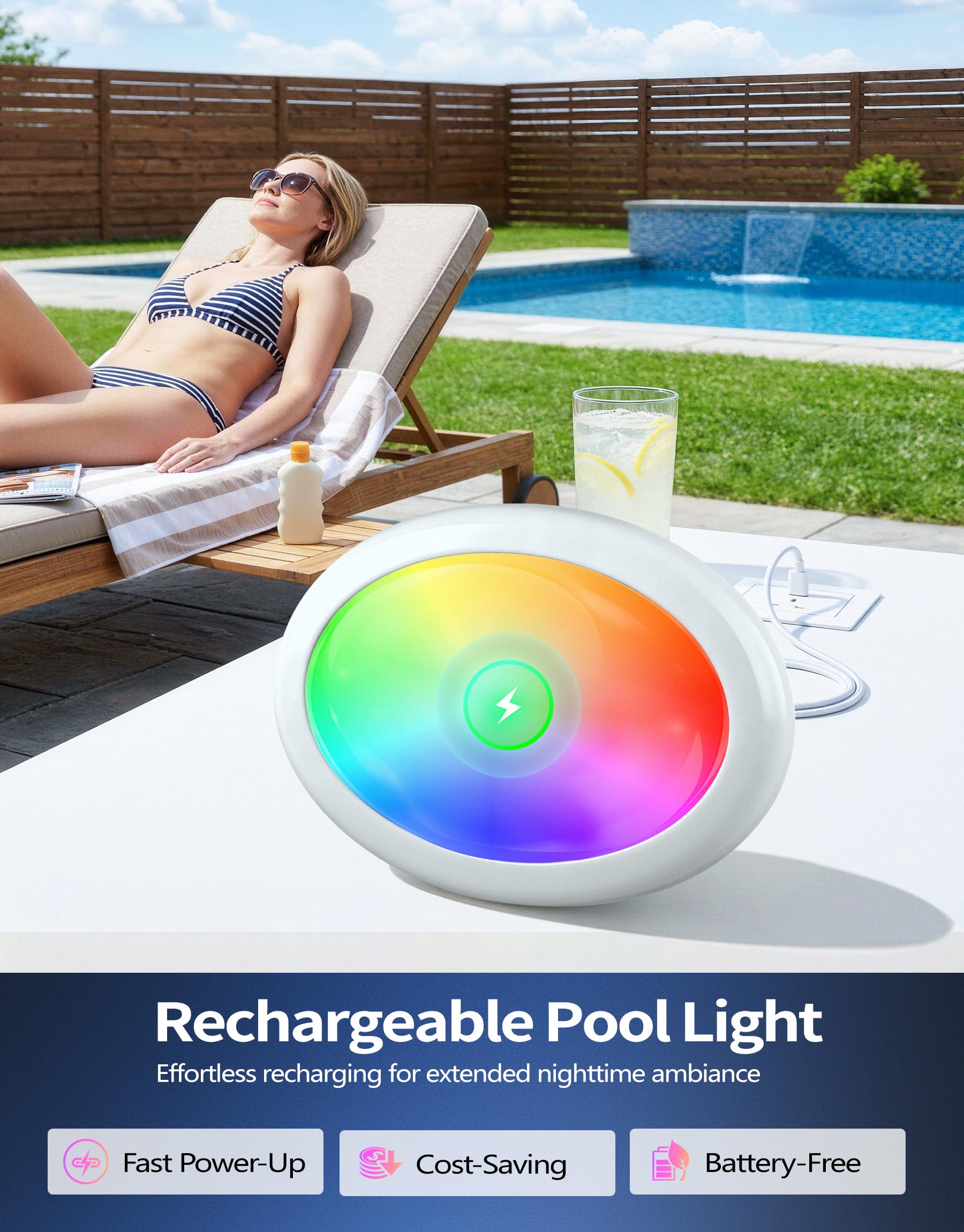 PoolLeader Poolbeleuchtung Unterwasser mit Fernbedienung, Farbwechselnde Whirlpool Lichter Unterwasser, Schwimmende Poolbeleuchtung mit Magnet/Saugnäpfe/Eisenplatte, Badewanne licht für Spa - 2 Stück