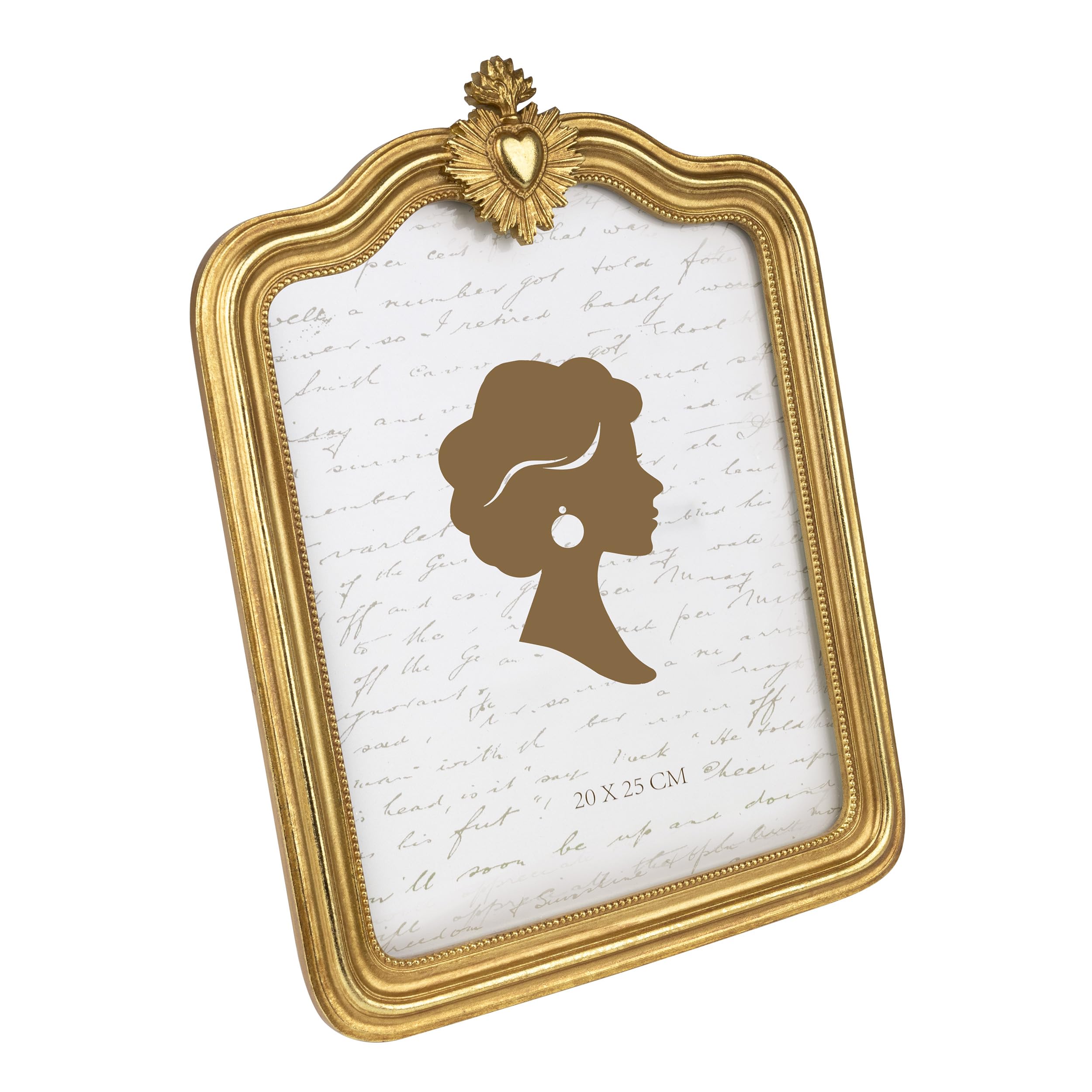 Tone Link. Vintage Picture Frame 8x10 Inch, Small Heart Luxury Antique Photo Frames with Glass Front, Tabletop Wall Hanging, Gold