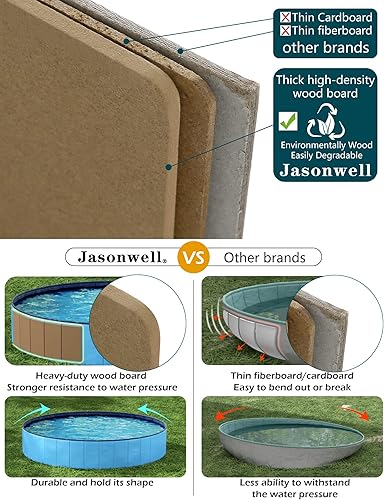 Miniatura 10 de Jasonwell Piscina plegable de plástico duro para perros, piscina portátil para niños, piscina para mascotas, piscina para perros, bañera para