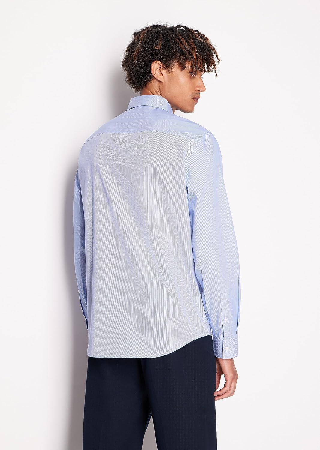 Armani Exchange Men's Regular Fit Yard Dyed Multi Striped Long Sleeve Button Down Woven Shirt