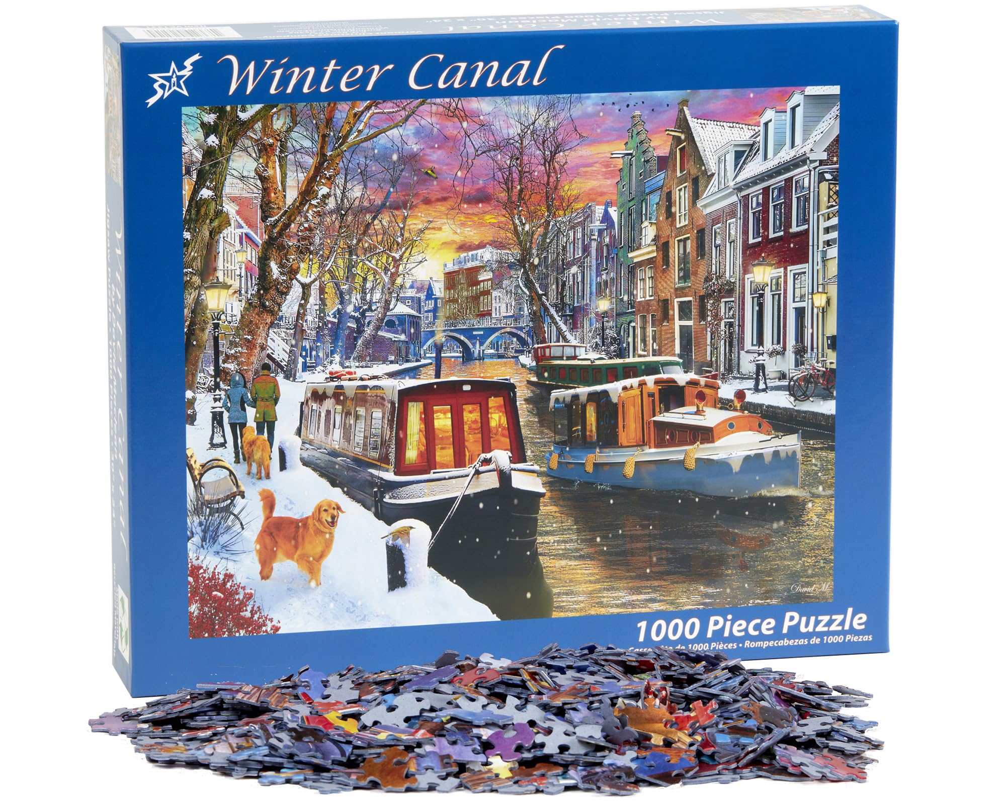 Vermont Christmas Company 'Winter Canal' Jigsaw Puzzle 1000 Piece - Large Pieces - Fully Interlocking & Randomly Shaped Pieces - Image 4