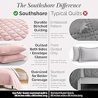 Vista 4 de Southshore Fine Living, Inc. Juego de ropa de cama con edredón rosa cosido tamaño Queen, colcha de gran tamaño tamaño Queen/matrimonial, ropa