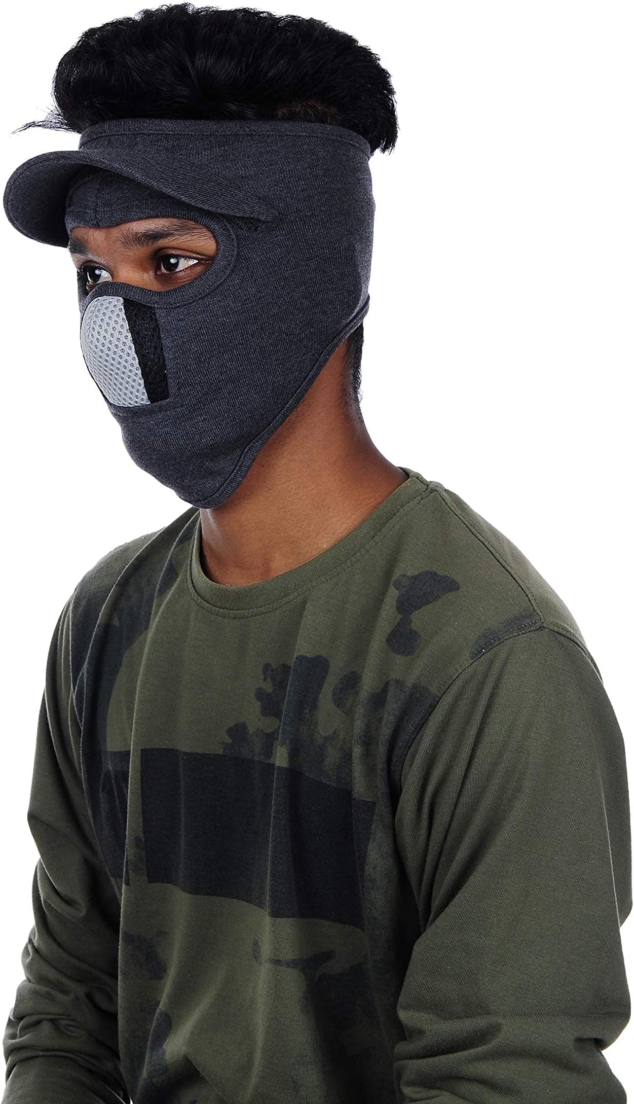 H International Ninja Anti Pollution Dust Protective Face Mask Mouth and Nose Respirator & Balaclava Full Face Cover Winter, Bike Ridder, Camping Ski hiking -Grey