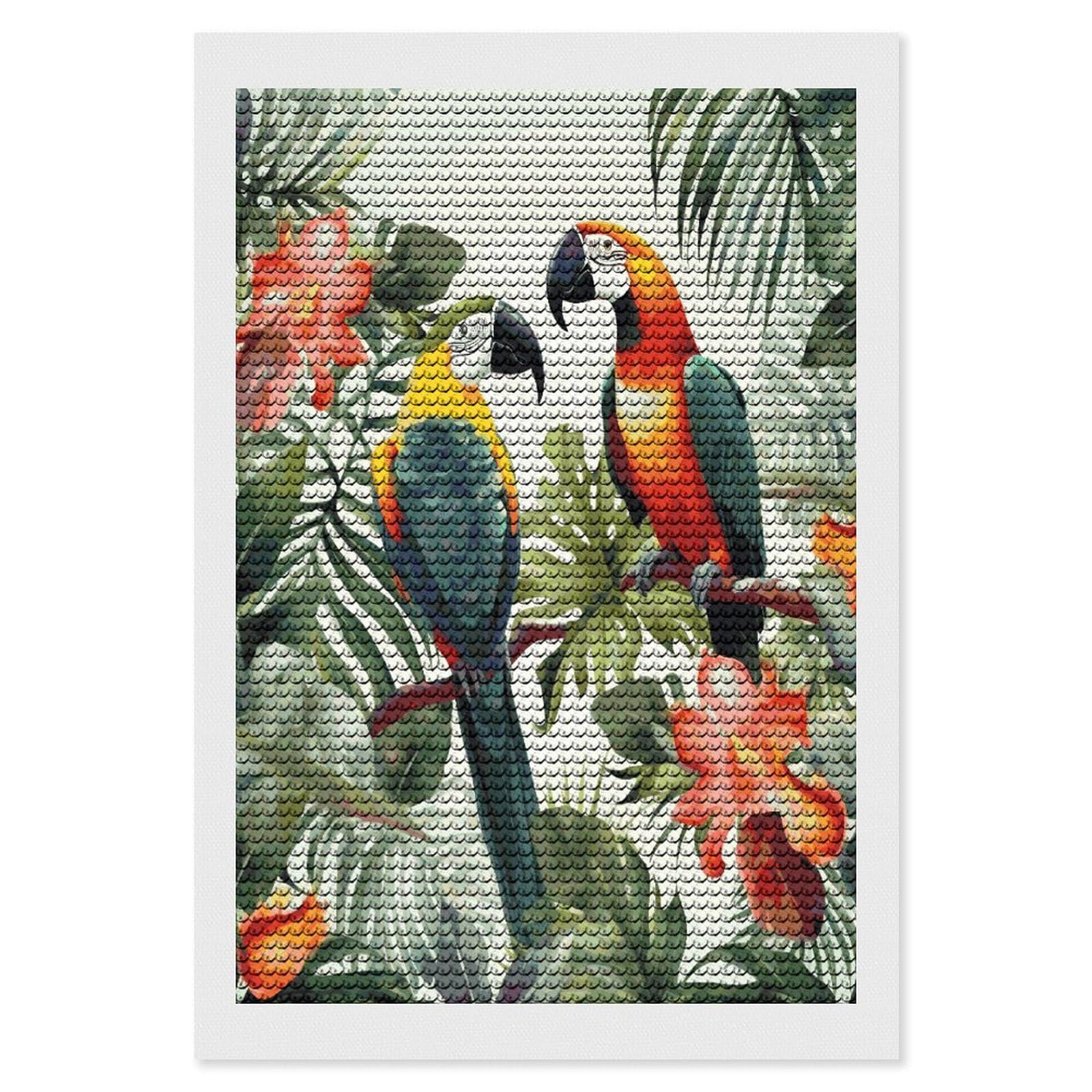 JTREHY Toucans Parrot Palm Tree Leaves Diamond Art Kits Personalized DIY Round Diamond Painting Kits for Beginner Full Drill Diamonds Dots Paintings for Adults Gem Art Crafts Home Decor