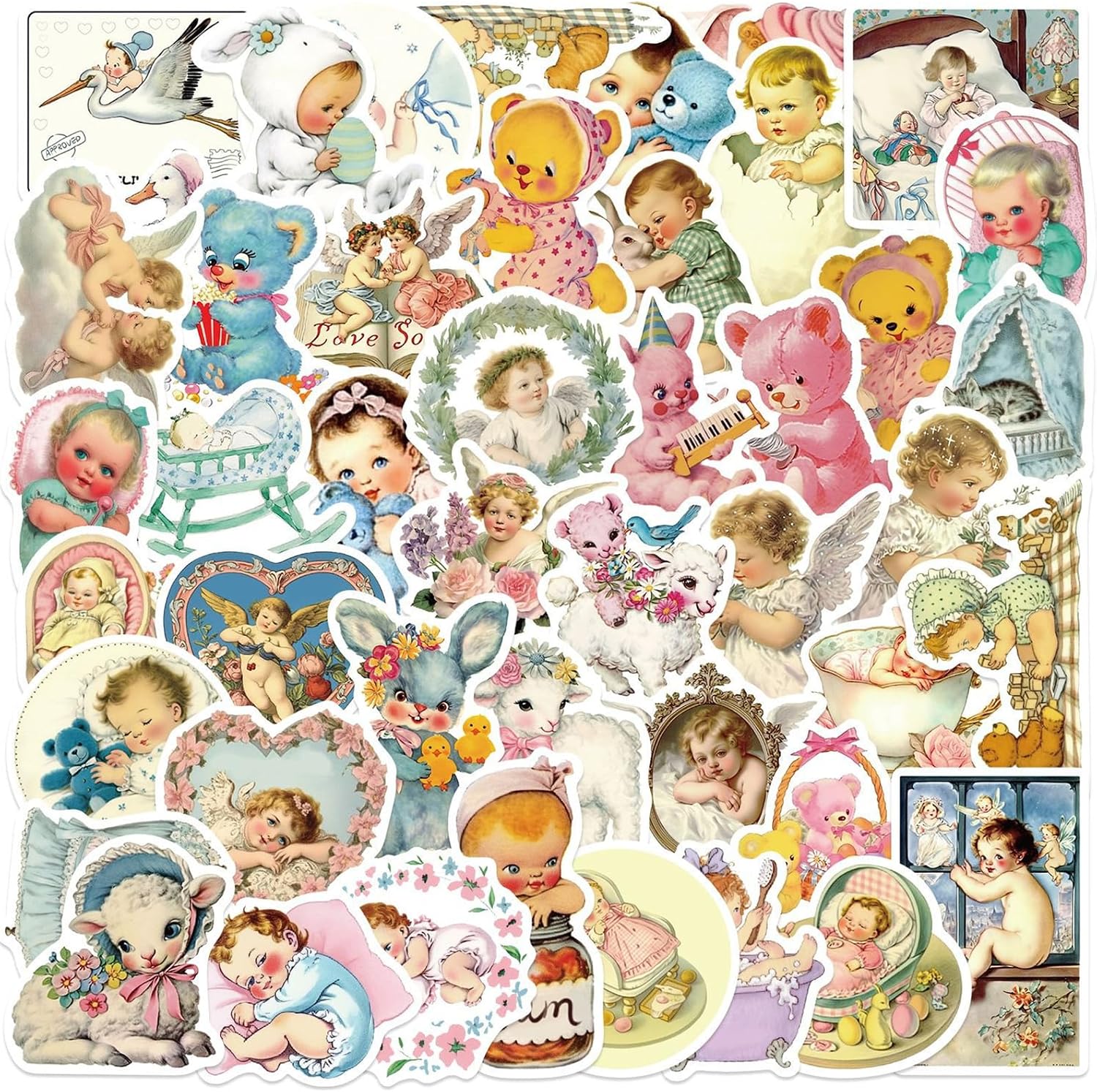 Retro Aesthetic Stickers Retro Baby Stickers Vintage Baby Sticker Waterproof Scrapbook Aesthetic Sticker, Daily Planner, Water Bottles, Handbook Decals Teens Adults, Scrapbooking