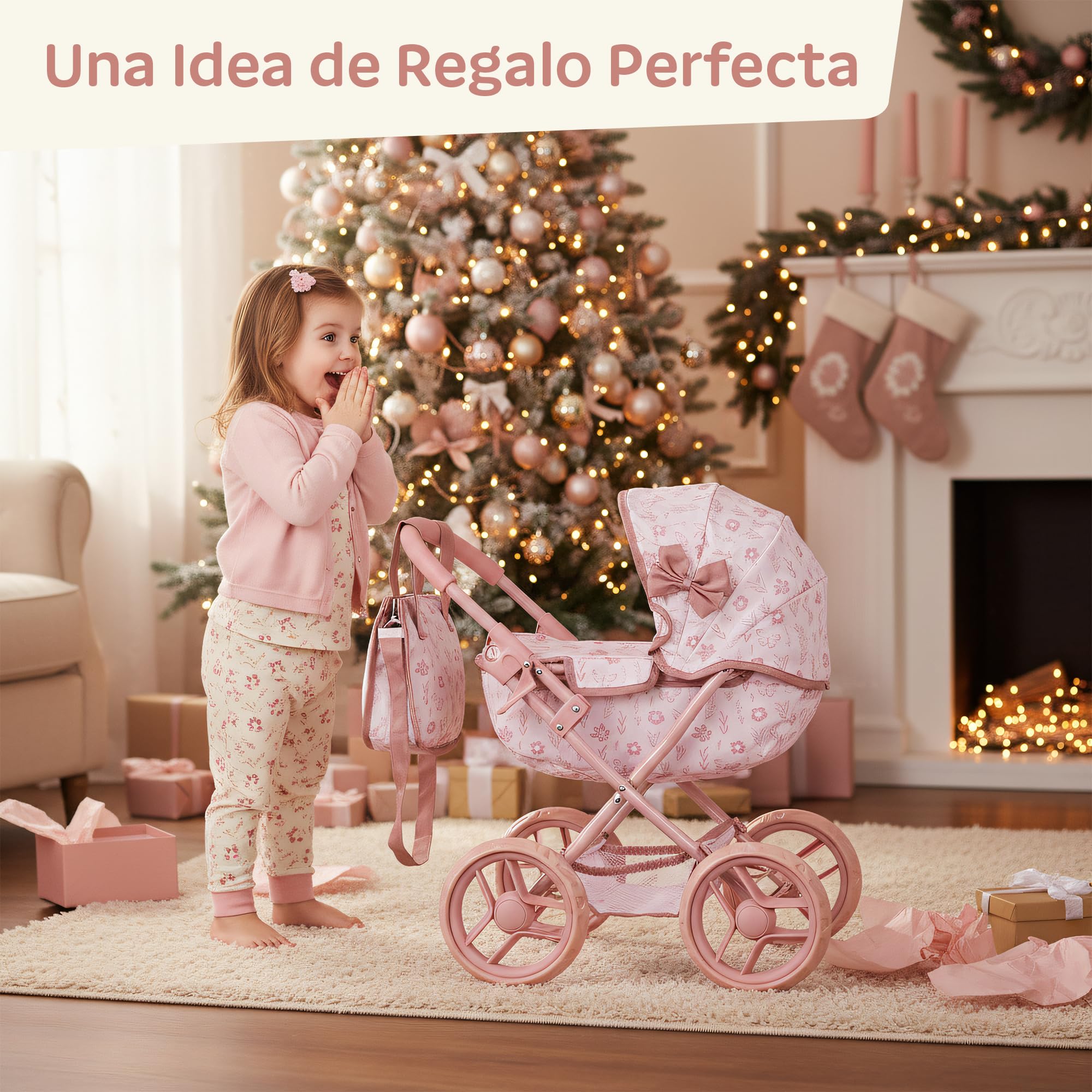 Kinderplay Cochecito de muñecas Profundo con Bolsa y Lazo KP0263A