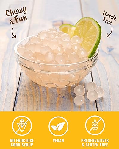 Miniatura 10 de BOBA FIDE Perlas instantáneas de tapioca Boba de azúcar morena a granel, 60 paquetes de perlas de tapioca negra en jarabe de azúcar morena para kit