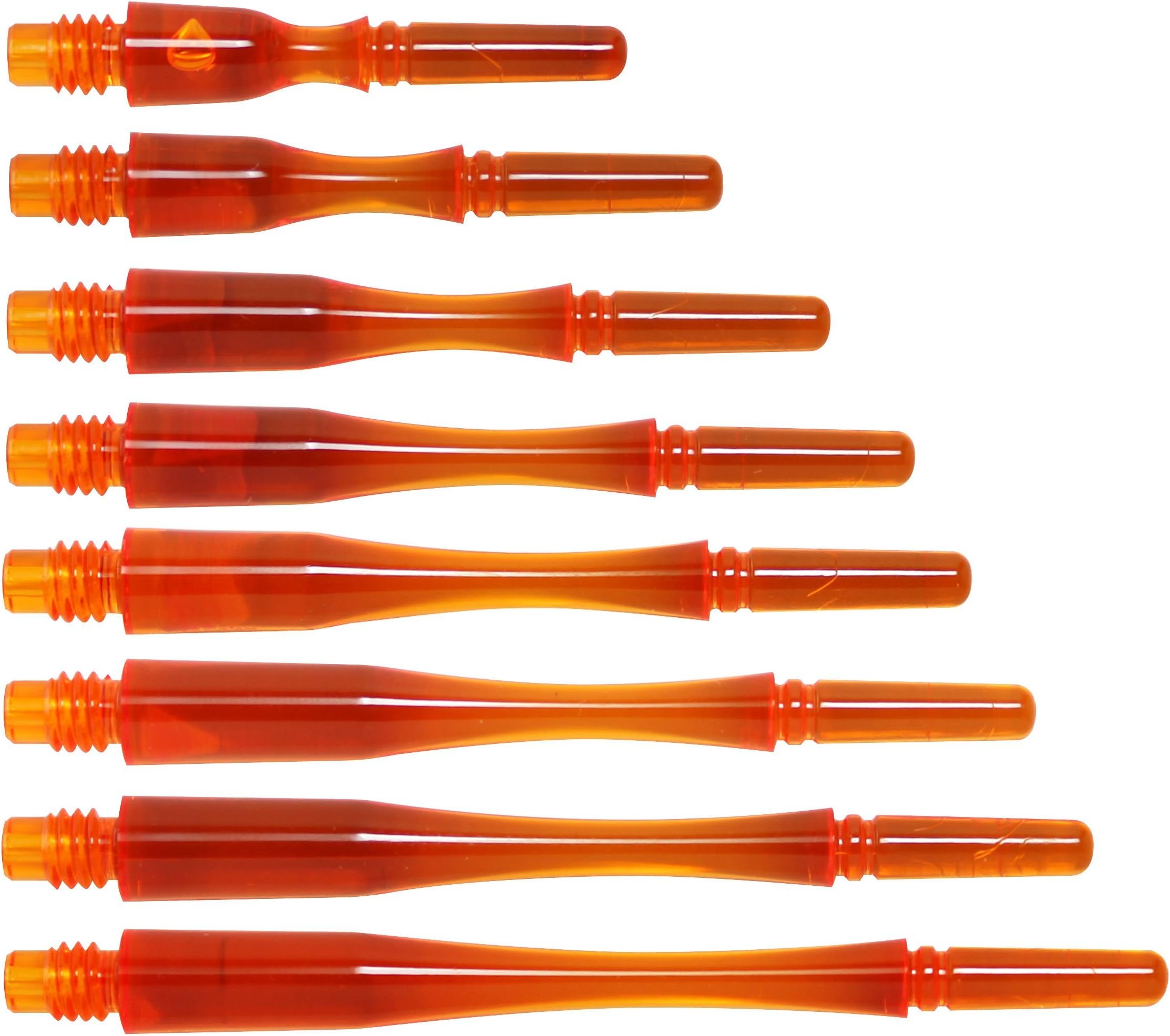 1 x SET COSMO HYBRID DART STEMS SPINNING CLEAR ORANGE SIZE 8 SHAFTS