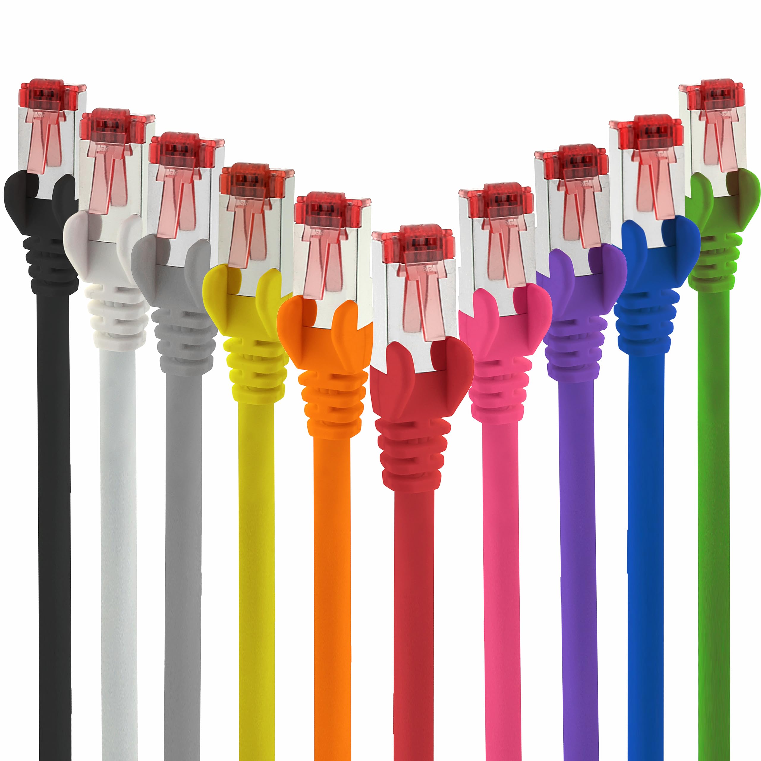 1aTTack.de Cat6 network cable 10x 2m CAT6 - shielding SFTP - CAT.6 RJ45 patch cable Ethernet cable DSL LAN router switch modem patch panel - 10 colors