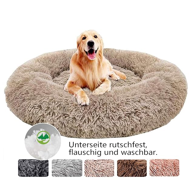 Haoye Cama Redonda para Mascotas, Cama para Perros Donut Cuddler, Felpa, Suave, Lavable, autocalentable…
