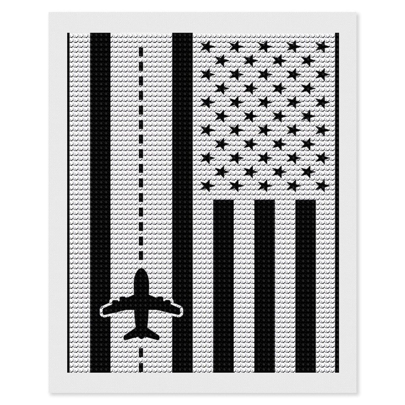 Nclqvjxzkhw Style Airplane Pilot Us Am-Ericans-Flag Diamond Art Painting For Adult Round Diamonds Pictures Arts Crafts Home Wall Decor 16"X20"