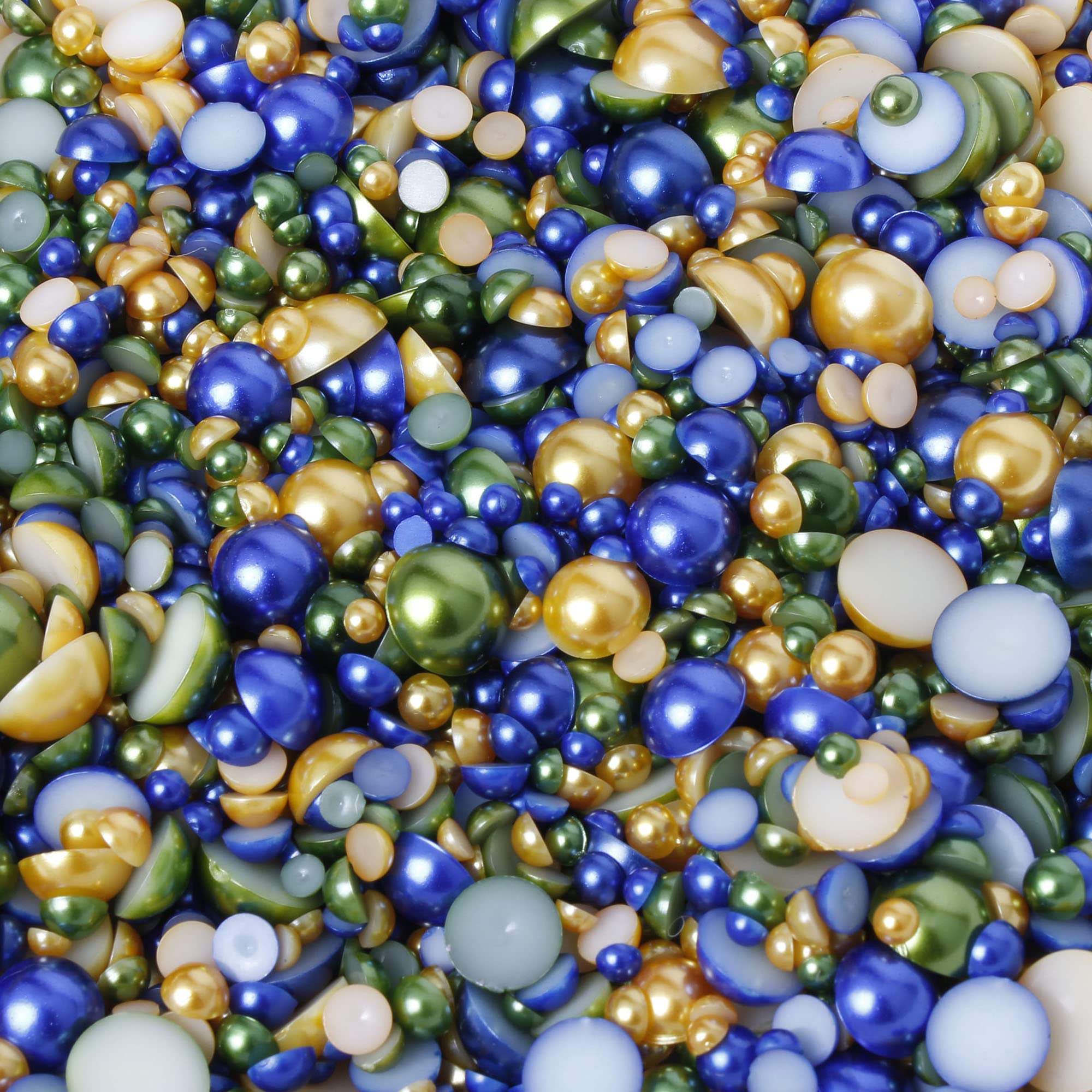 Bad Ass Beauty Languedoc 15G Mixed Colours Size Flat Back Pearls Cabochons Decoden 2Mm - 12Mm Bling (Languedoc)
