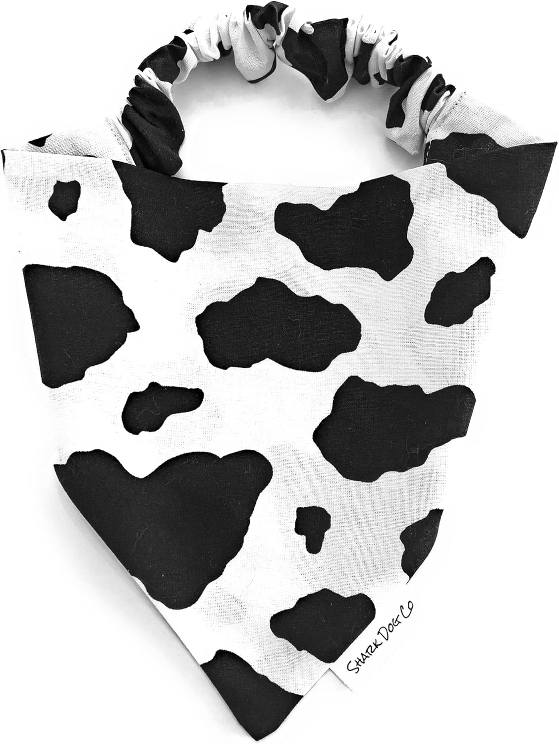 | Cow Print | Slip-on, Scrunchie Dog Bandana | No Tying or Collar Necessary | Machine Washable (XL)