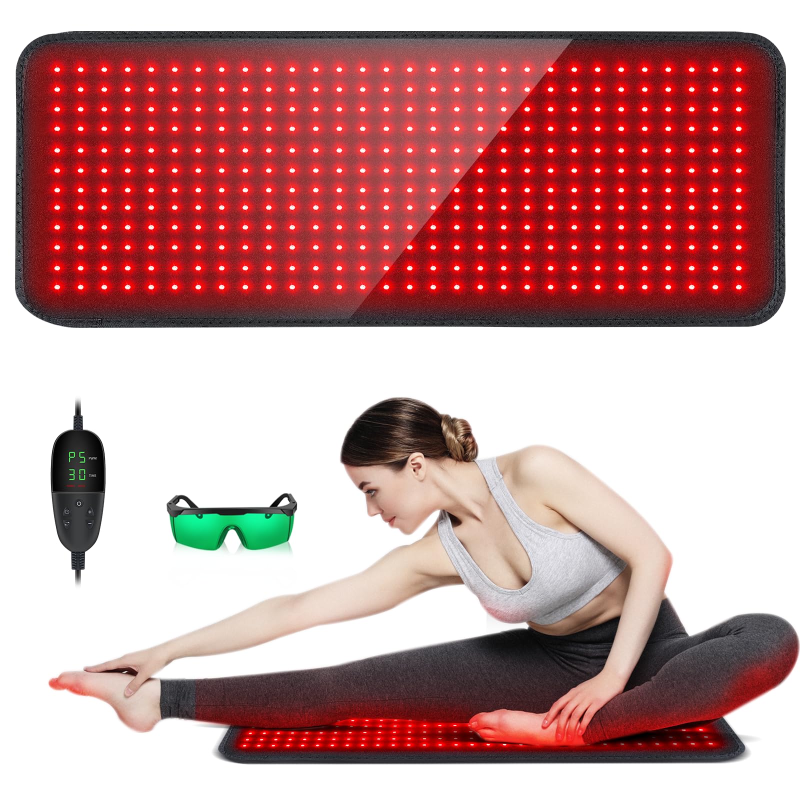 Red Light Therapy for Body, 31.5" x 11.8" Large Red Light Therapy Pad, 360 LEDs with 660nm Redlight & 850nm Infrared Light Therapy for Waist Back Shoulder Neck Pain Relief